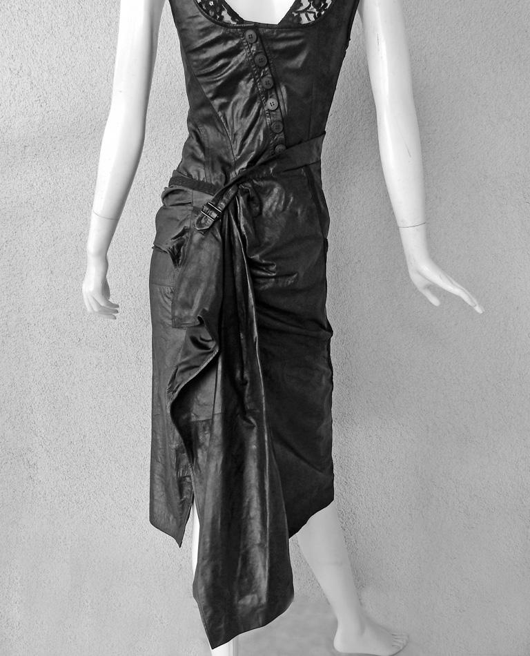 Christian Dior by John Galliano Collector Asymmetric Leather Bondage Dress In Excellent Condition For Sale In Los Angeles, CA