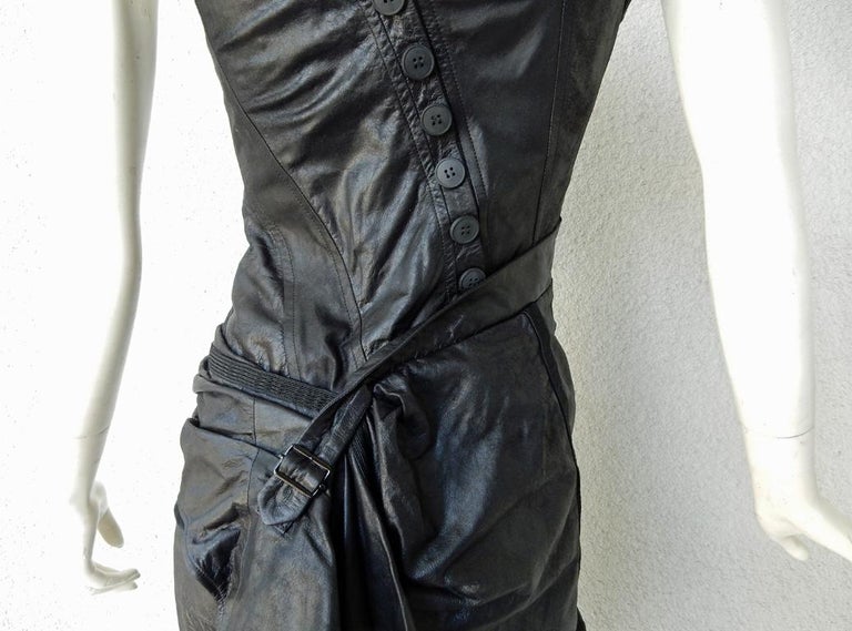 Christian Dior by John Galliano Collector Asymmetric Leather Bondage Dress For Sale 3