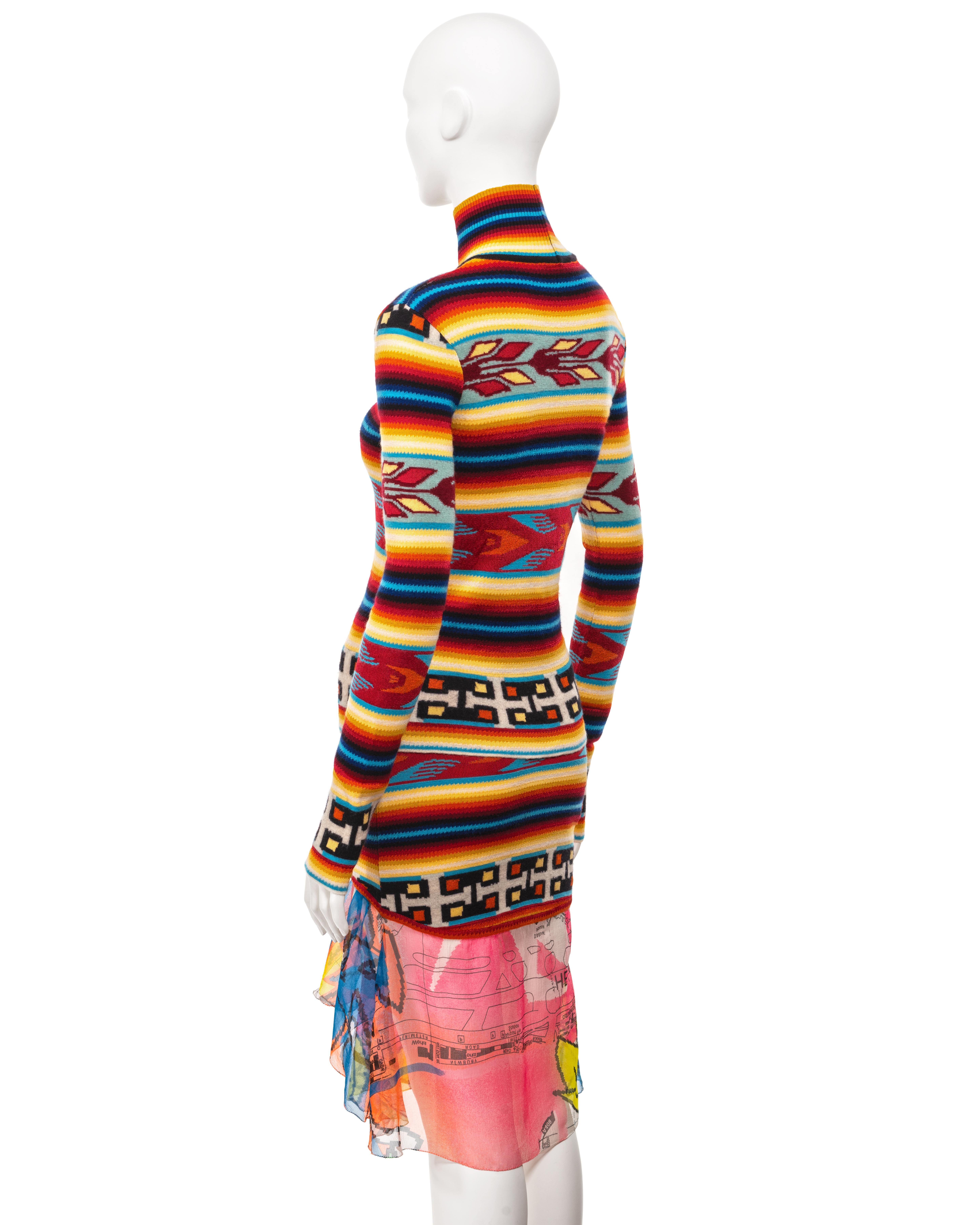 Christian Dior by John Galliano colourful striped knitted 3 piece set, fw 2001 6