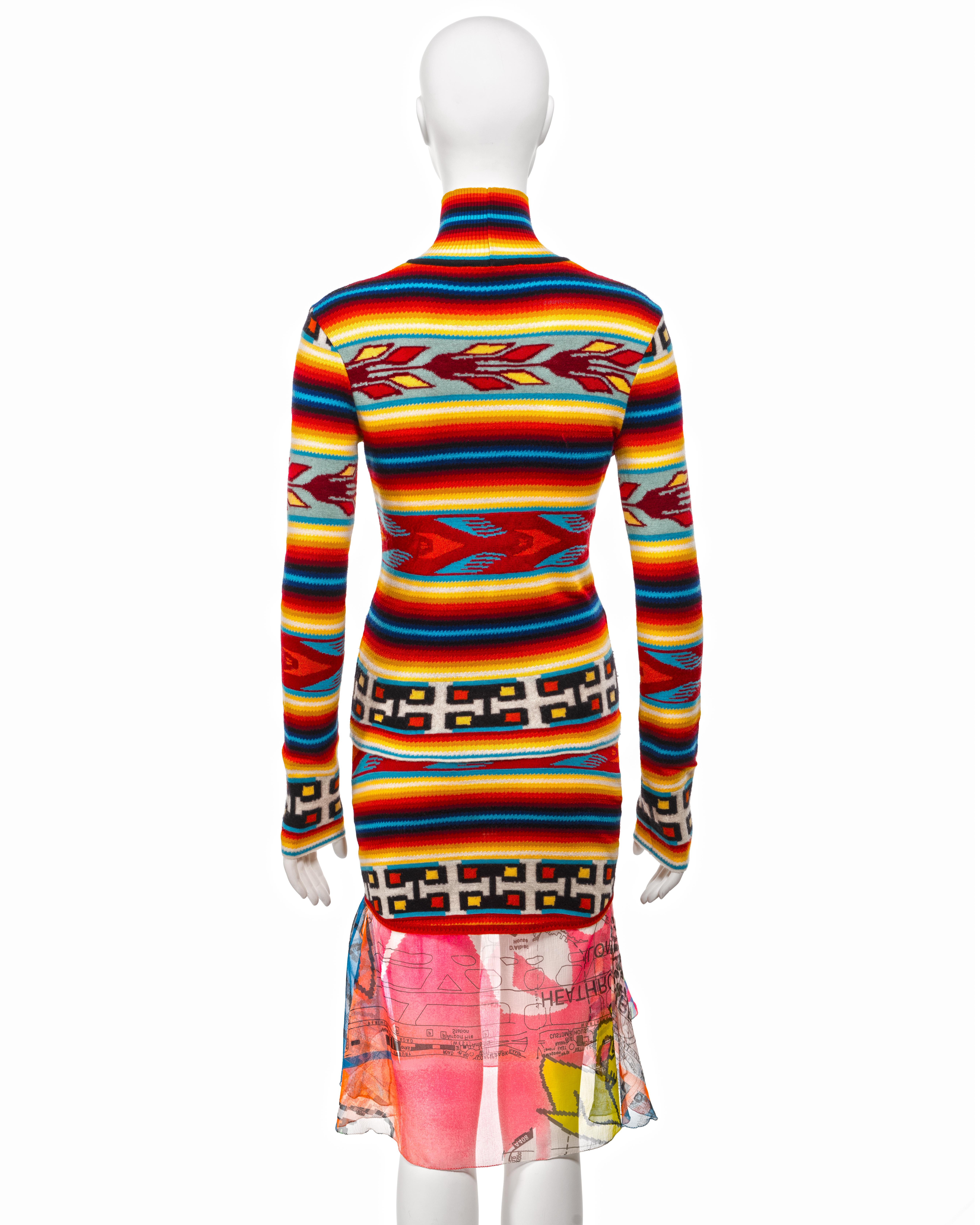 Christian Dior by John Galliano colourful striped knitted 3 piece set, fw 2001 7