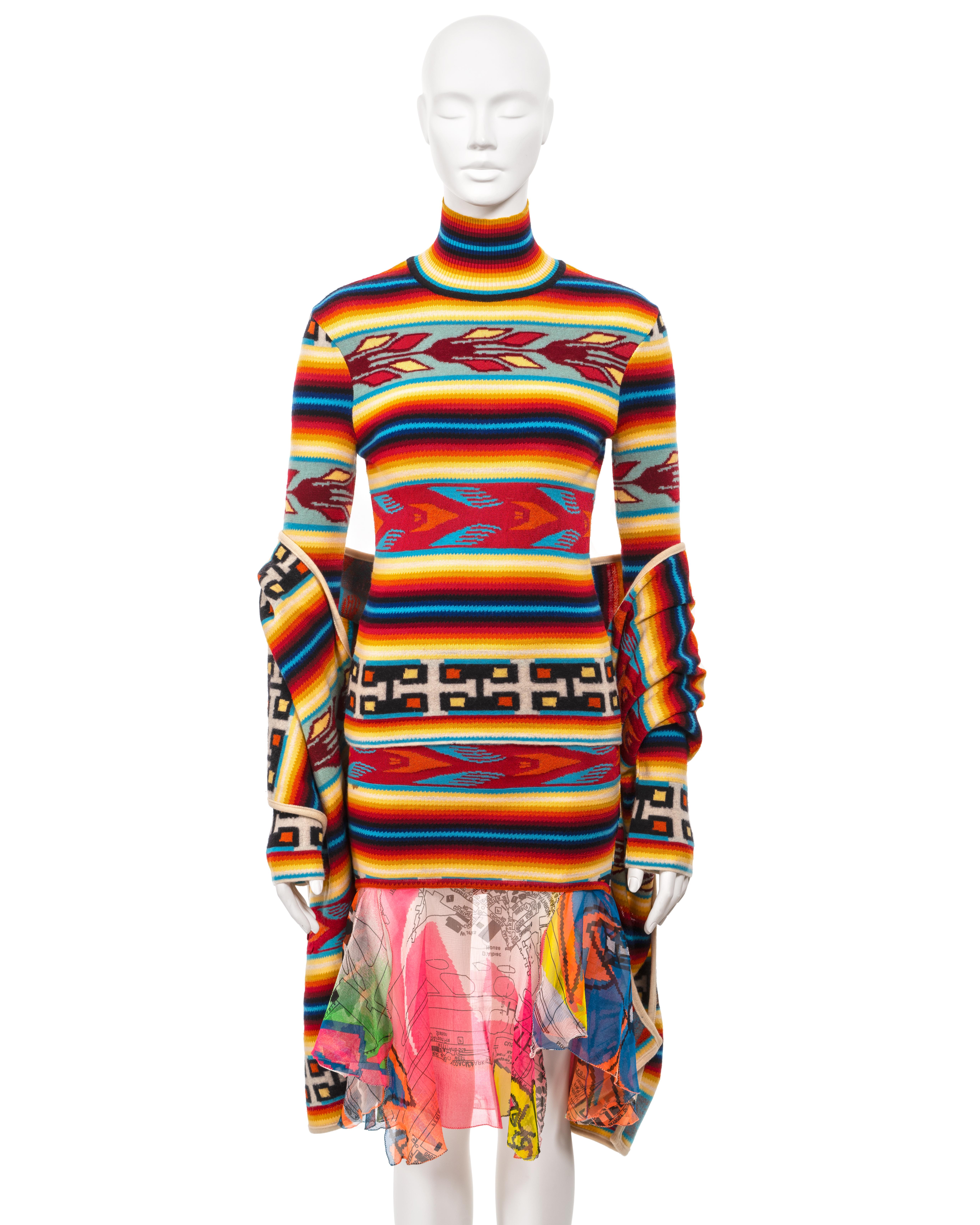 Christian Dior by John Galliano colourful striped knitted 3 piece set, fw 2001 In Good Condition In London, GB