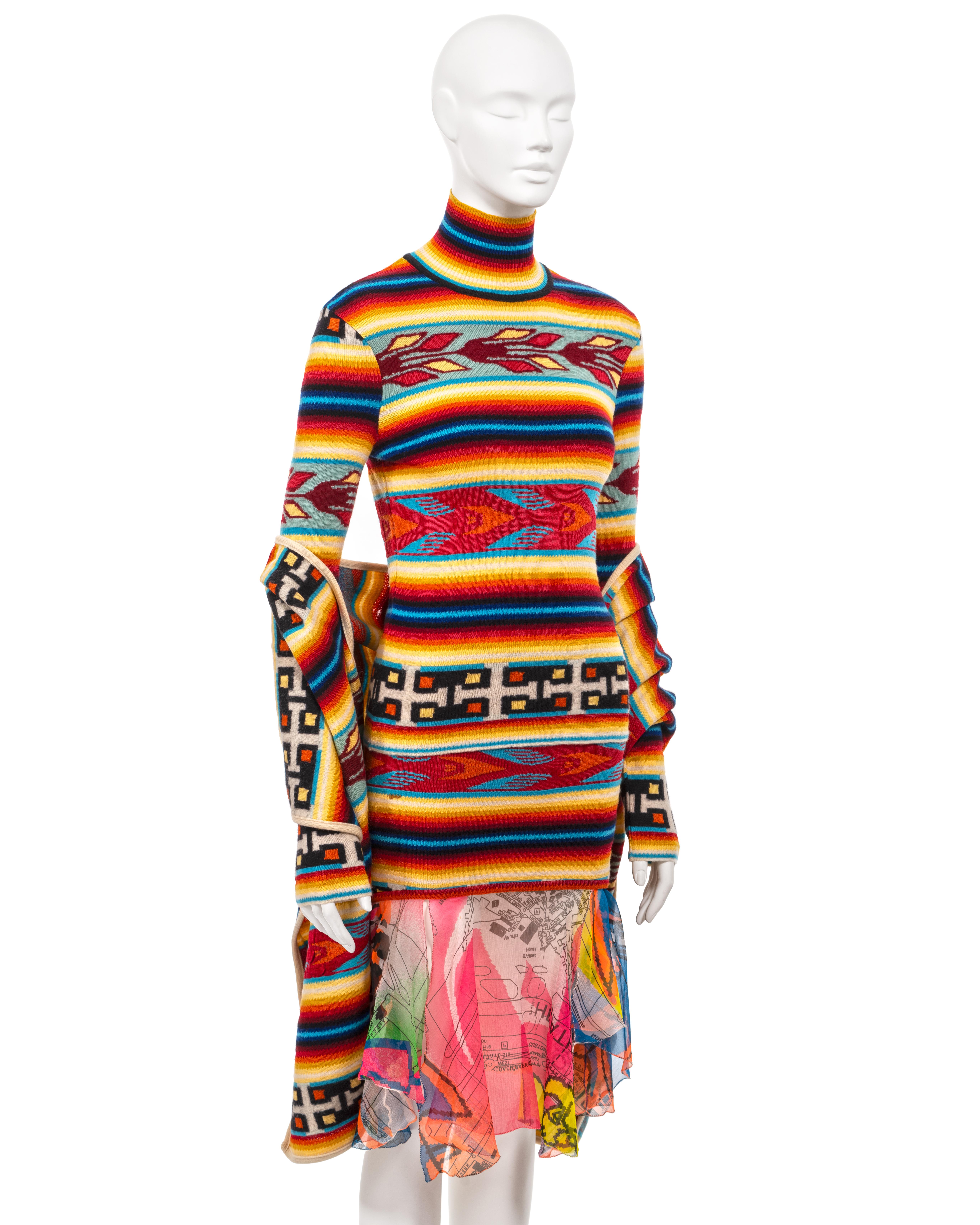 Christian Dior by John Galliano colourful striped knitted 3 piece set, fw 2001 3
