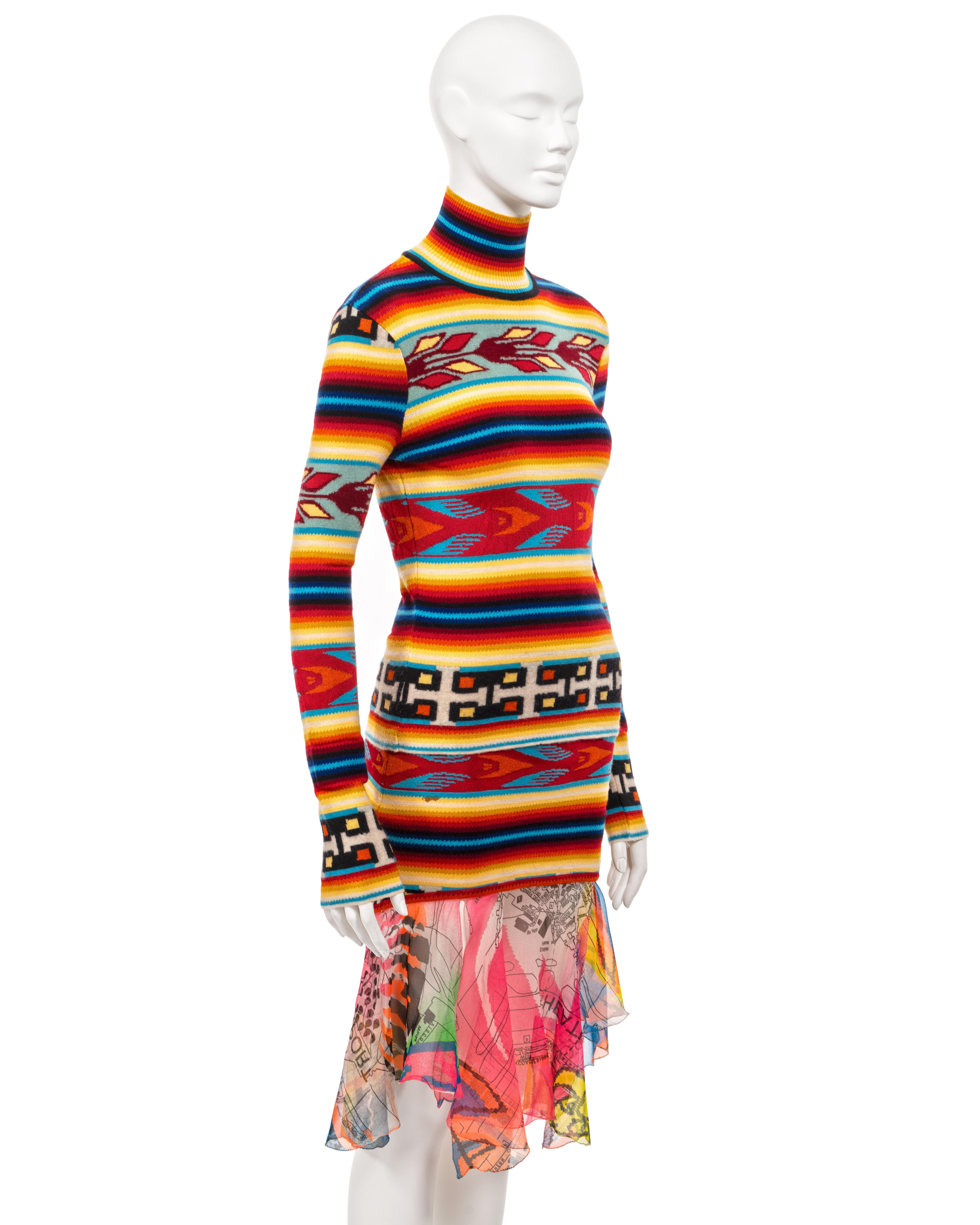Christian Dior by John Galliano colourful striped knitted 3 piece set, fw 2001 4