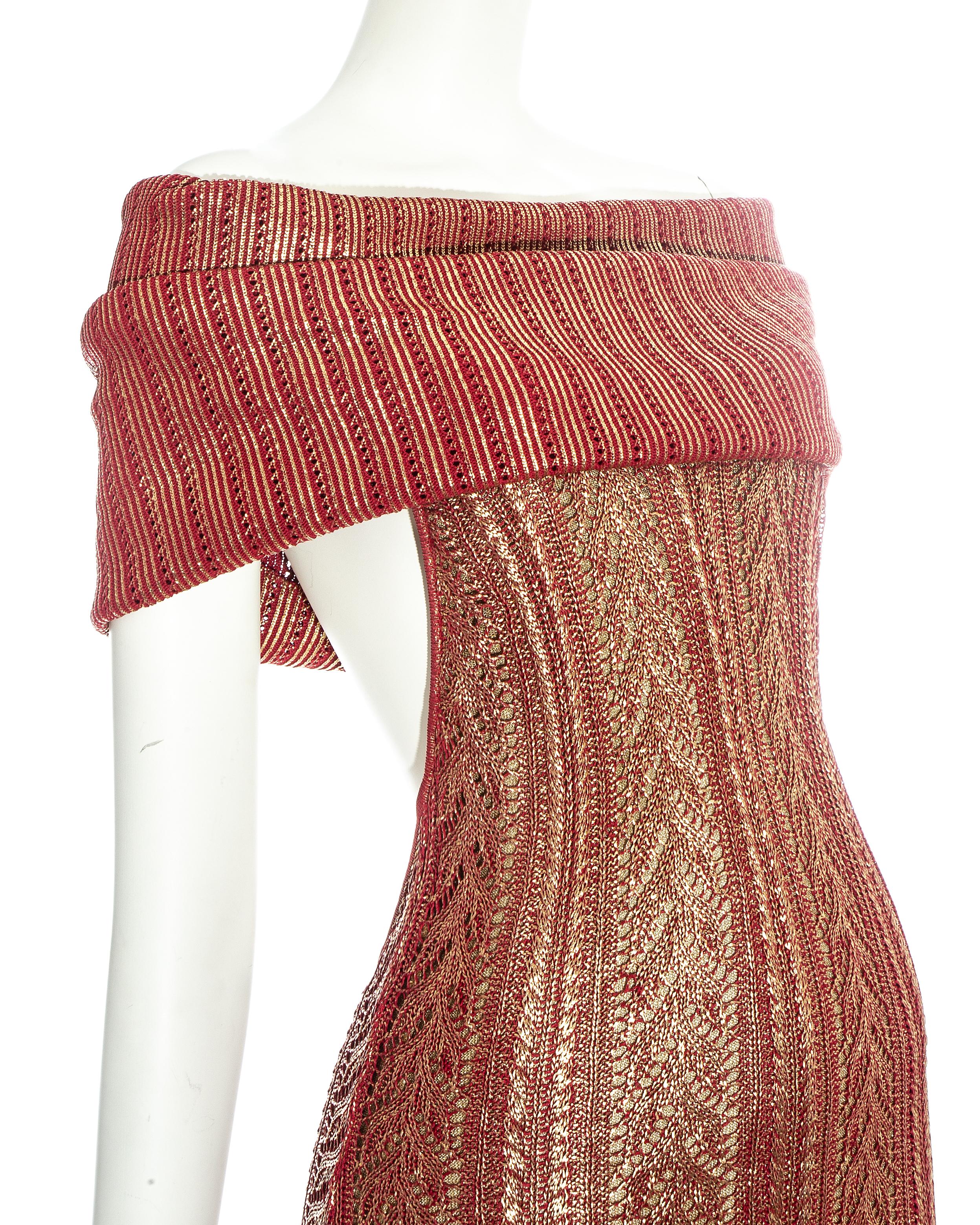 Christian Dior by John Galliano copper knitted off shoulder dress, fw 1999 In Excellent Condition In London, GB