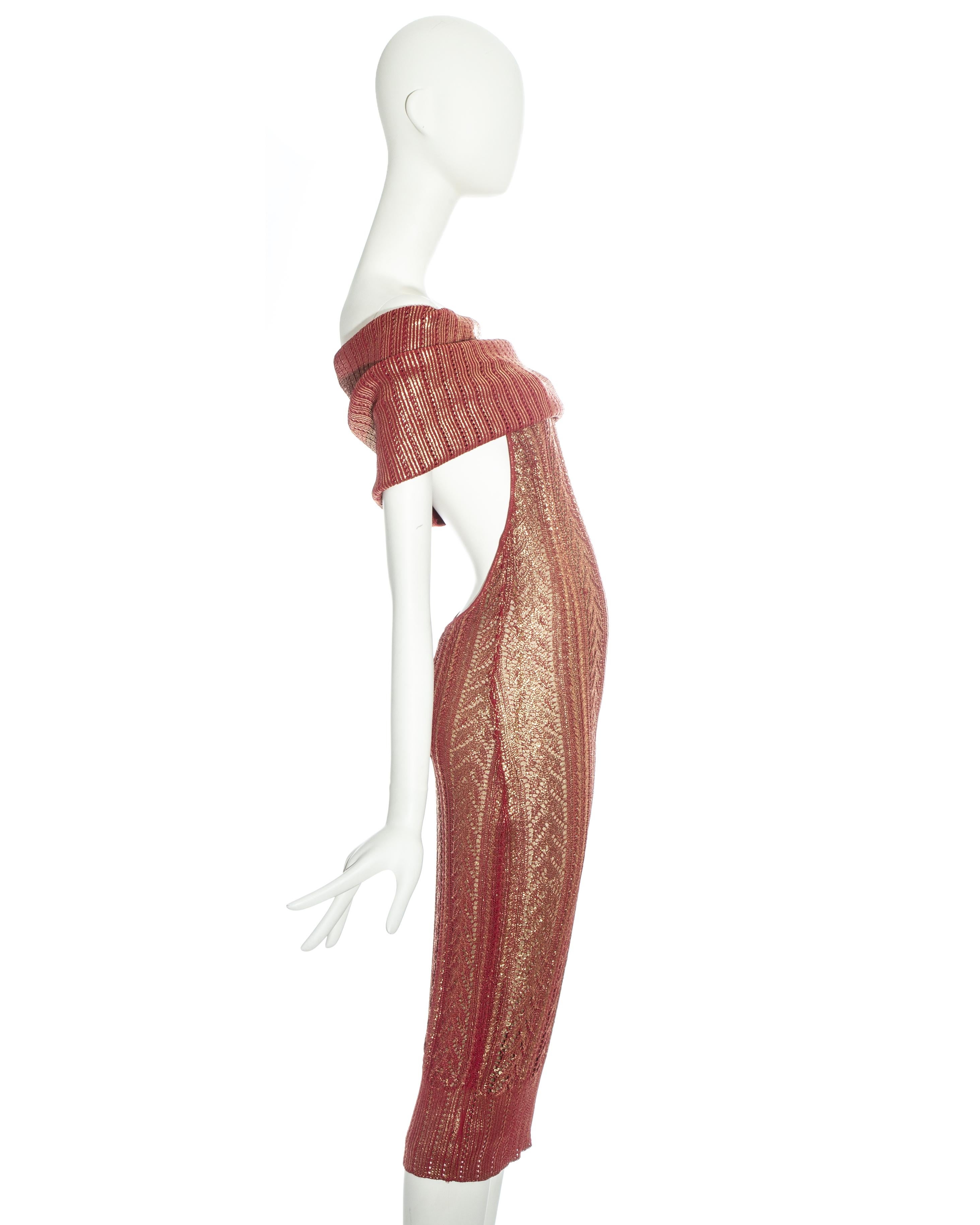 Women's Christian Dior by John Galliano copper knitted off shoulder dress, fw 1999