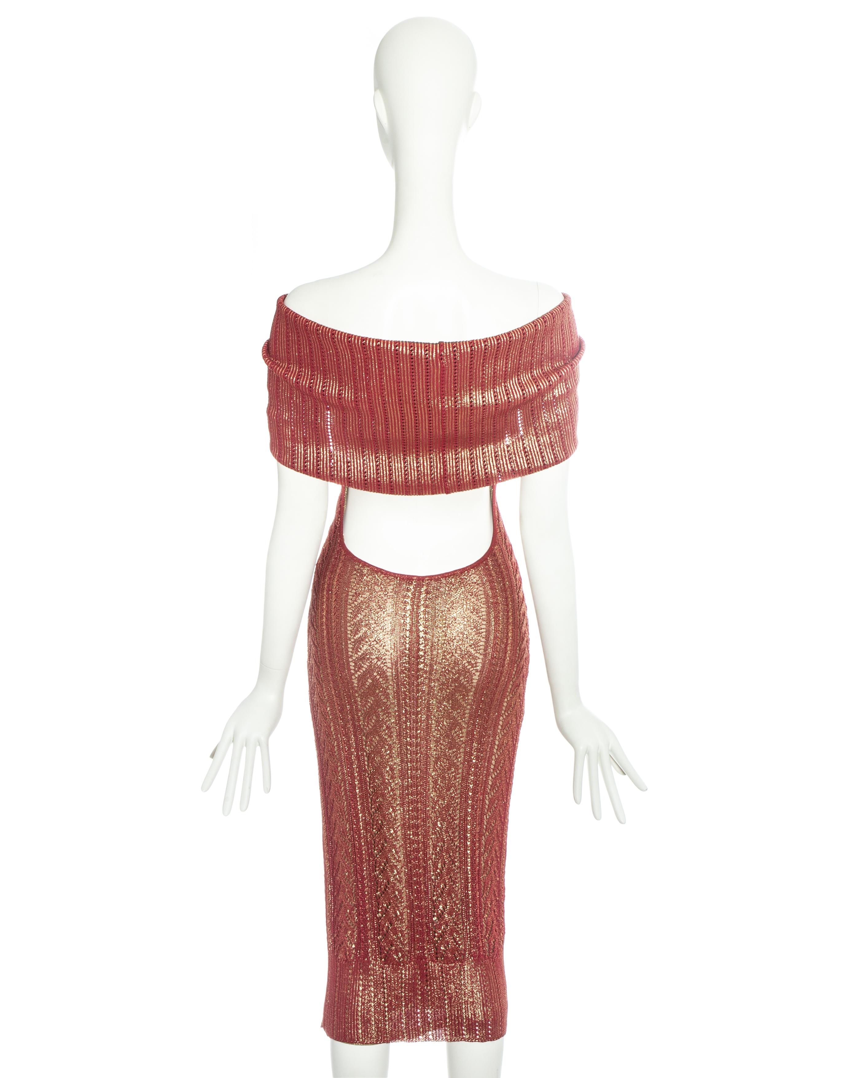 Christian Dior by John Galliano copper knitted off shoulder dress, fw 1999 1