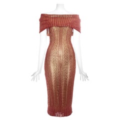 Christian Dior by John Galliano copper knitted off shoulder dress, fw 1999