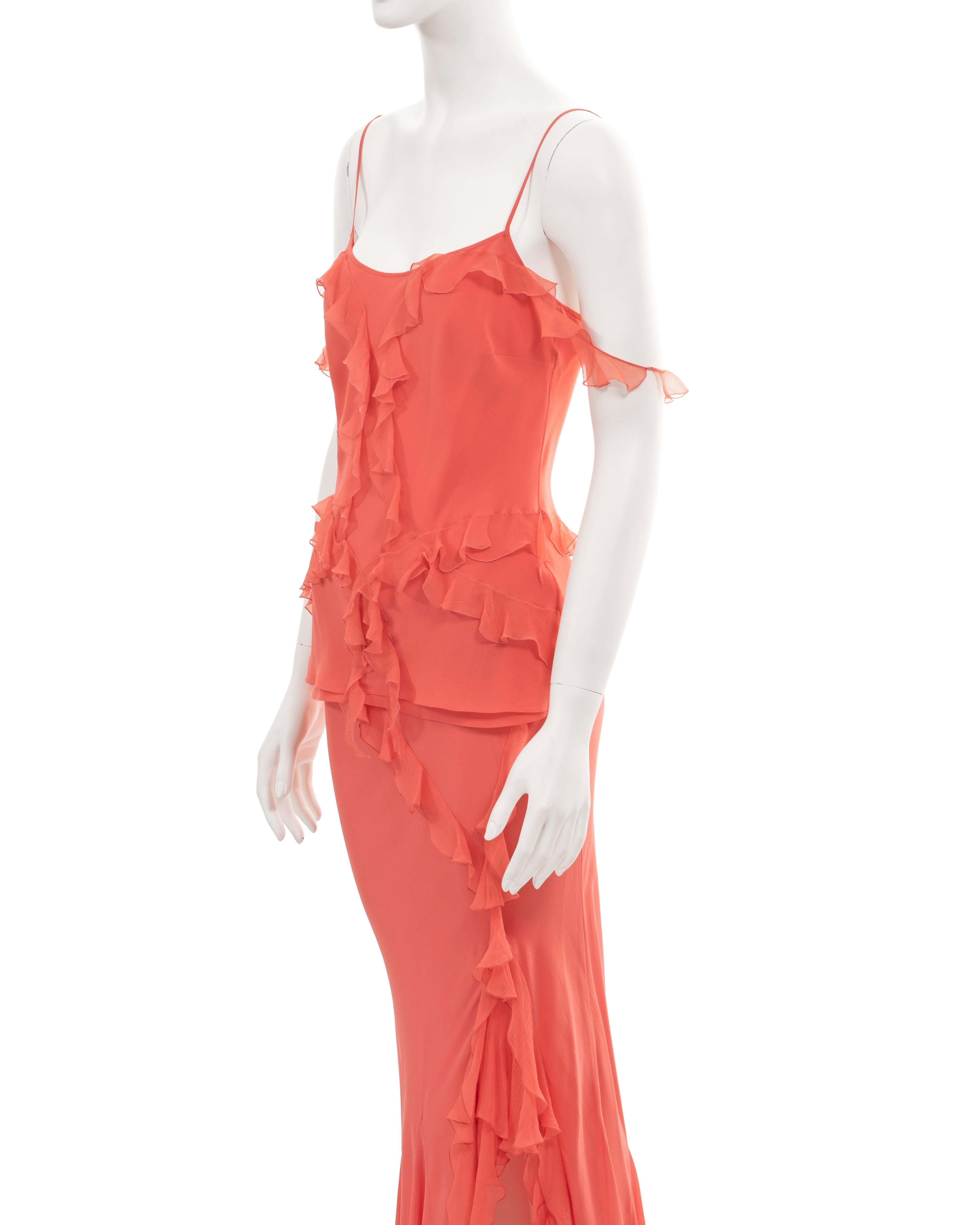 Christian Dior by John Galliano coral silk evening skirt and top set, fw 2004 For Sale 2