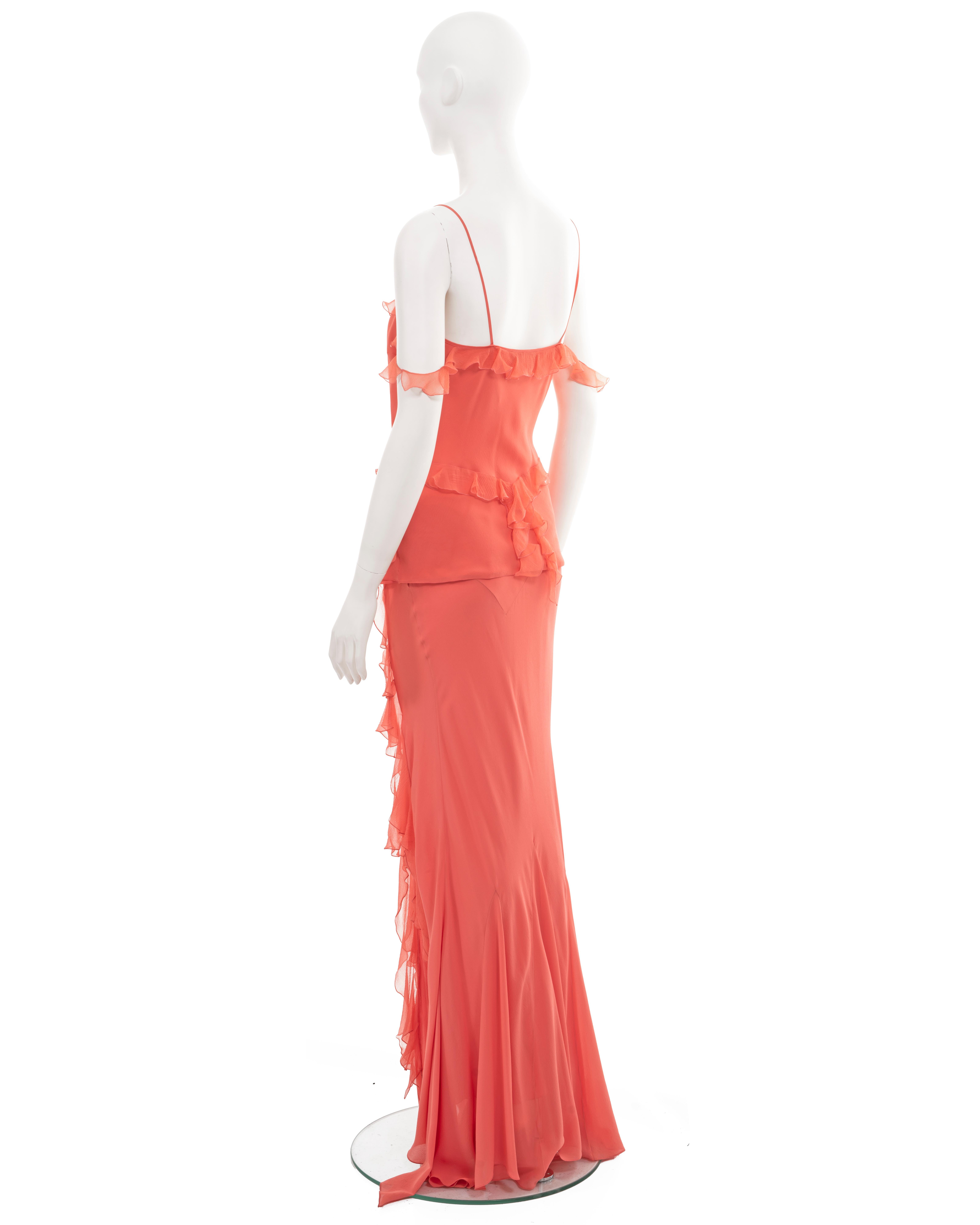 Christian Dior by John Galliano coral silk evening skirt and top set, fw 2004 For Sale 3