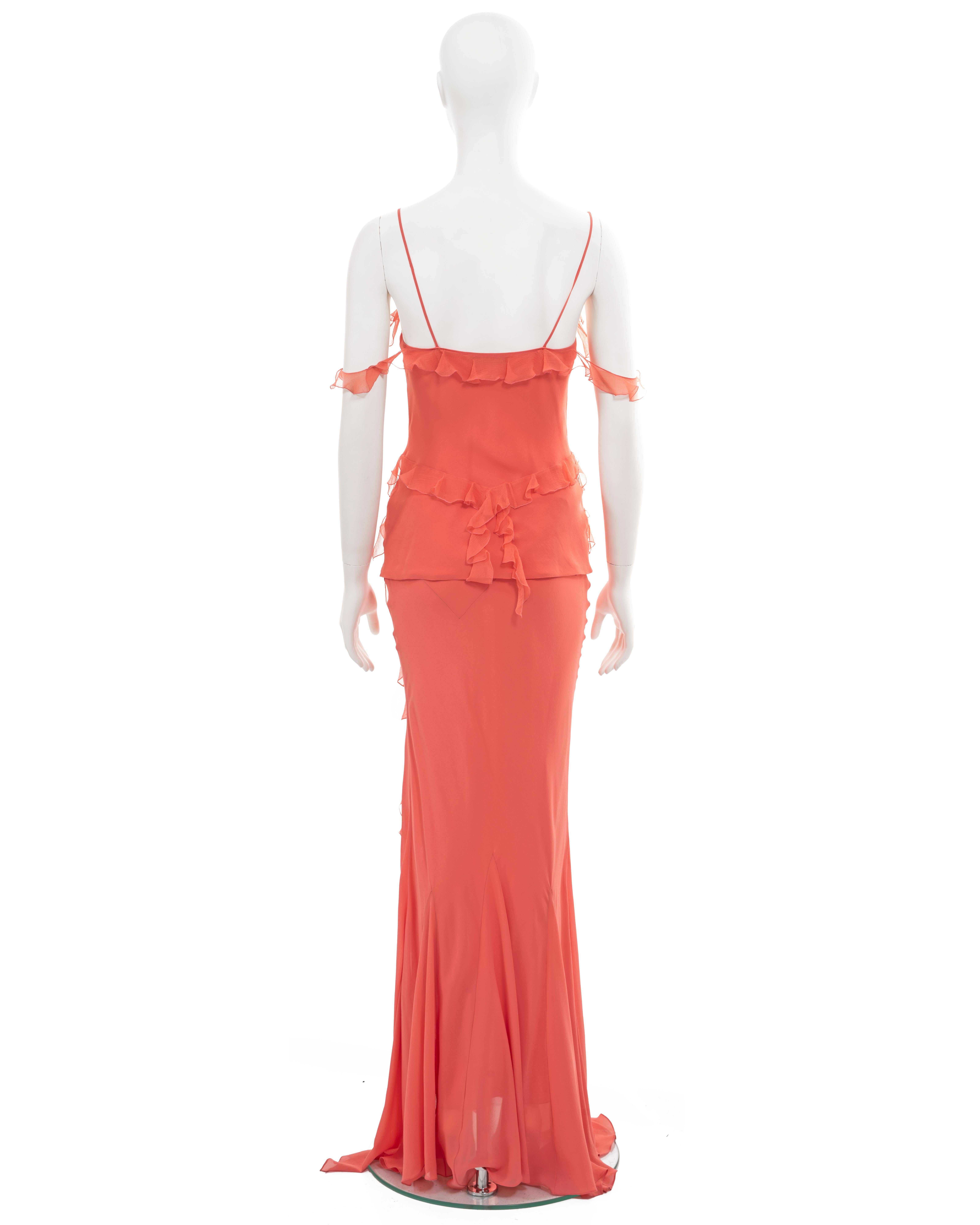 Christian Dior by John Galliano coral silk evening skirt and top set, fw 2004 For Sale 4