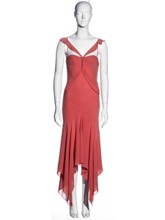 Christian Dior by John Galliano coral silk handkerchief hem dress, fw 2004