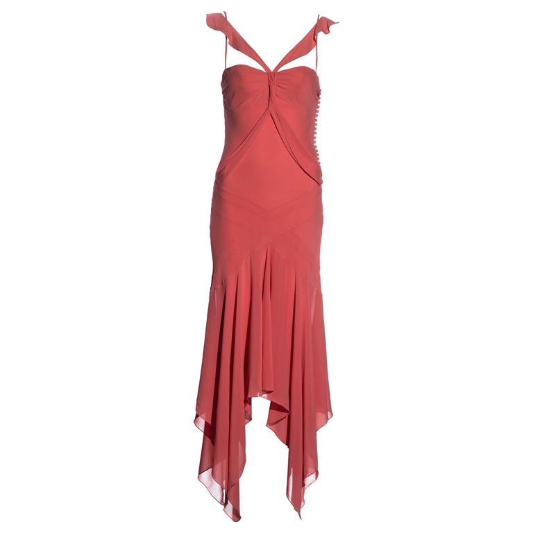 Christian Dior by John Galliano coral silk handkerchief hem dress, fw 2004  For Sale at 1stDibs | harper and yve jazz vest, satin handkerchief dress,  silk handkerchief dress