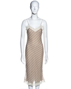 Christian Dior by John Galliano cream and brown silk slip dress, ss 2005