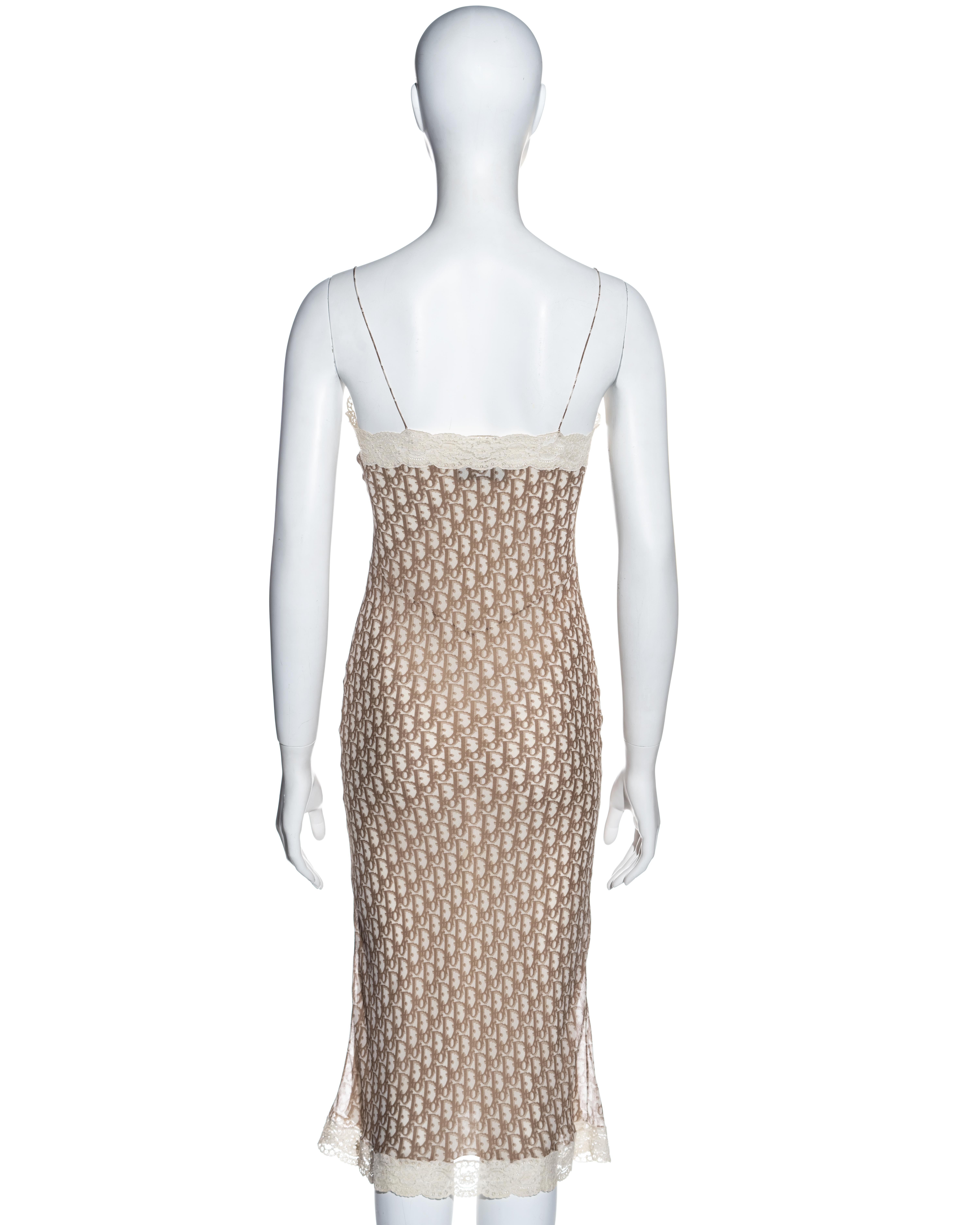 Christian Dior by John Galliano cream and brown silk slip dress, ss 2005 In Excellent Condition In London, GB