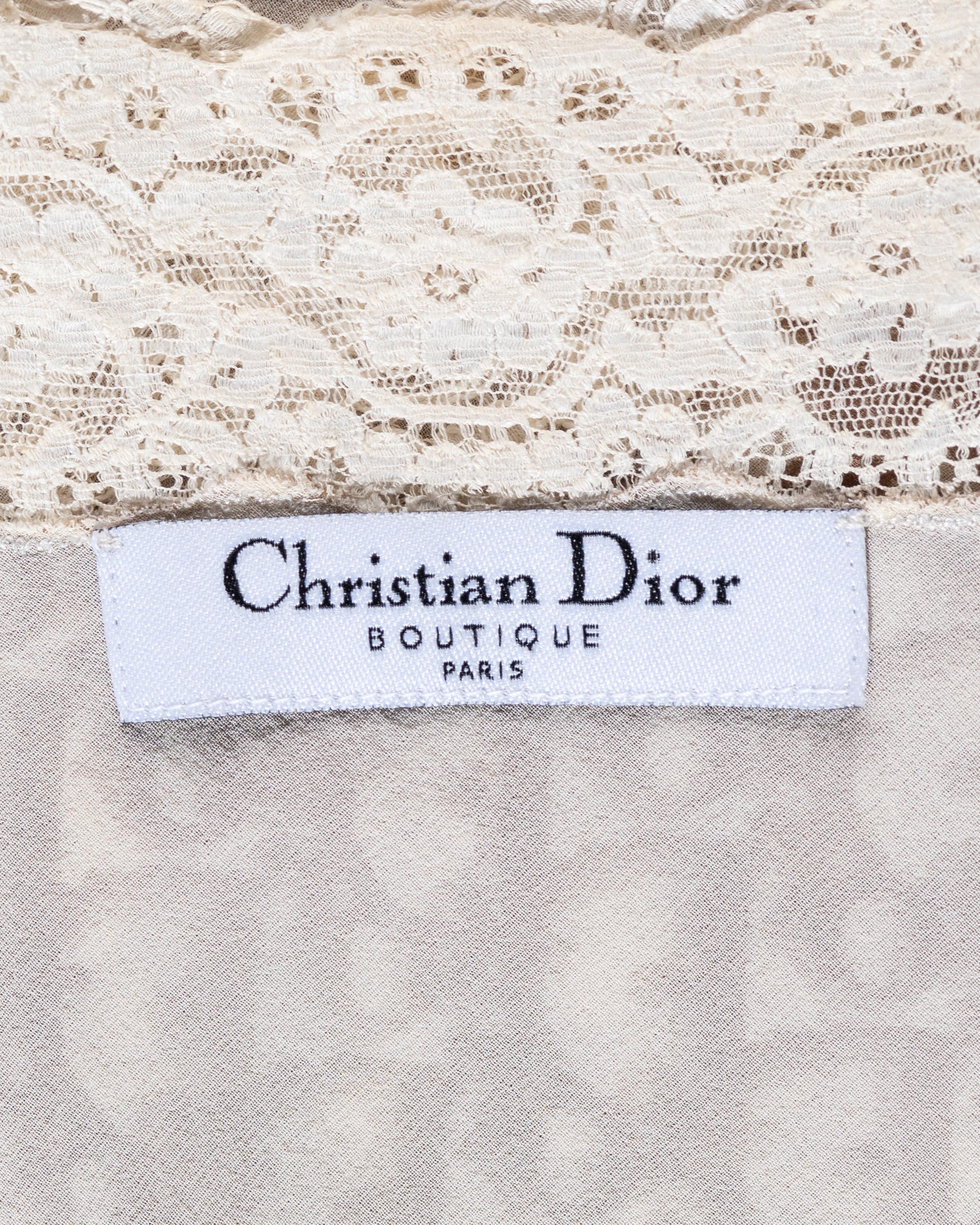 Women's Christian Dior by John Galliano cream and brown silk slip dress, ss 2005