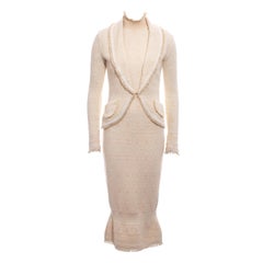 Christian Dior by John Galliano cream knitted dress and jacket set, fw 1999
