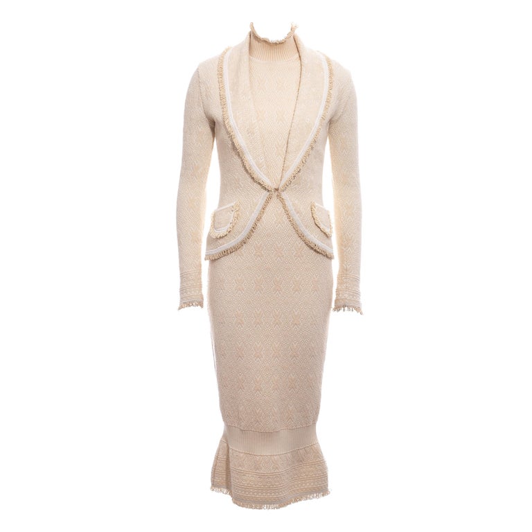 Christian Dior by John Galliano cream knitted dress and jacket set, fw ...