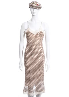 Christian Dior by John Galliano cream monogram dress and hat set, ss 2005