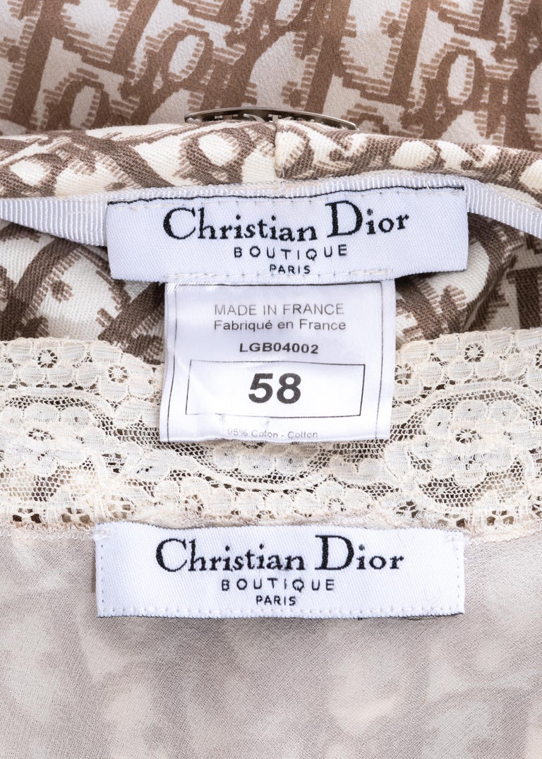 Christian Dior by John Galliano cream monogram dress and hat set, ss 2005 3