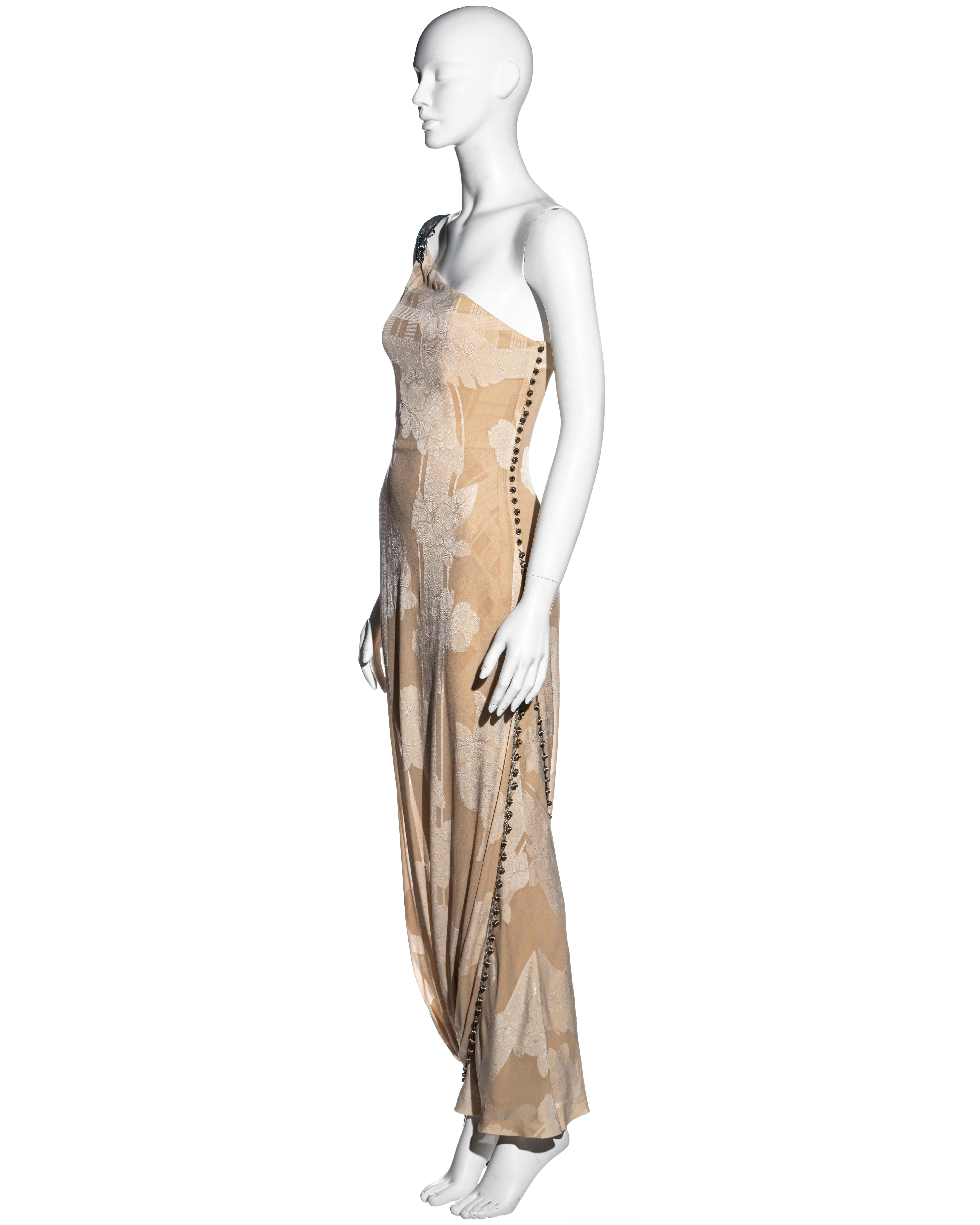 Christian Dior by John Galliano Vestido de noche de seda crema con un hombro, ss 1998 Beige