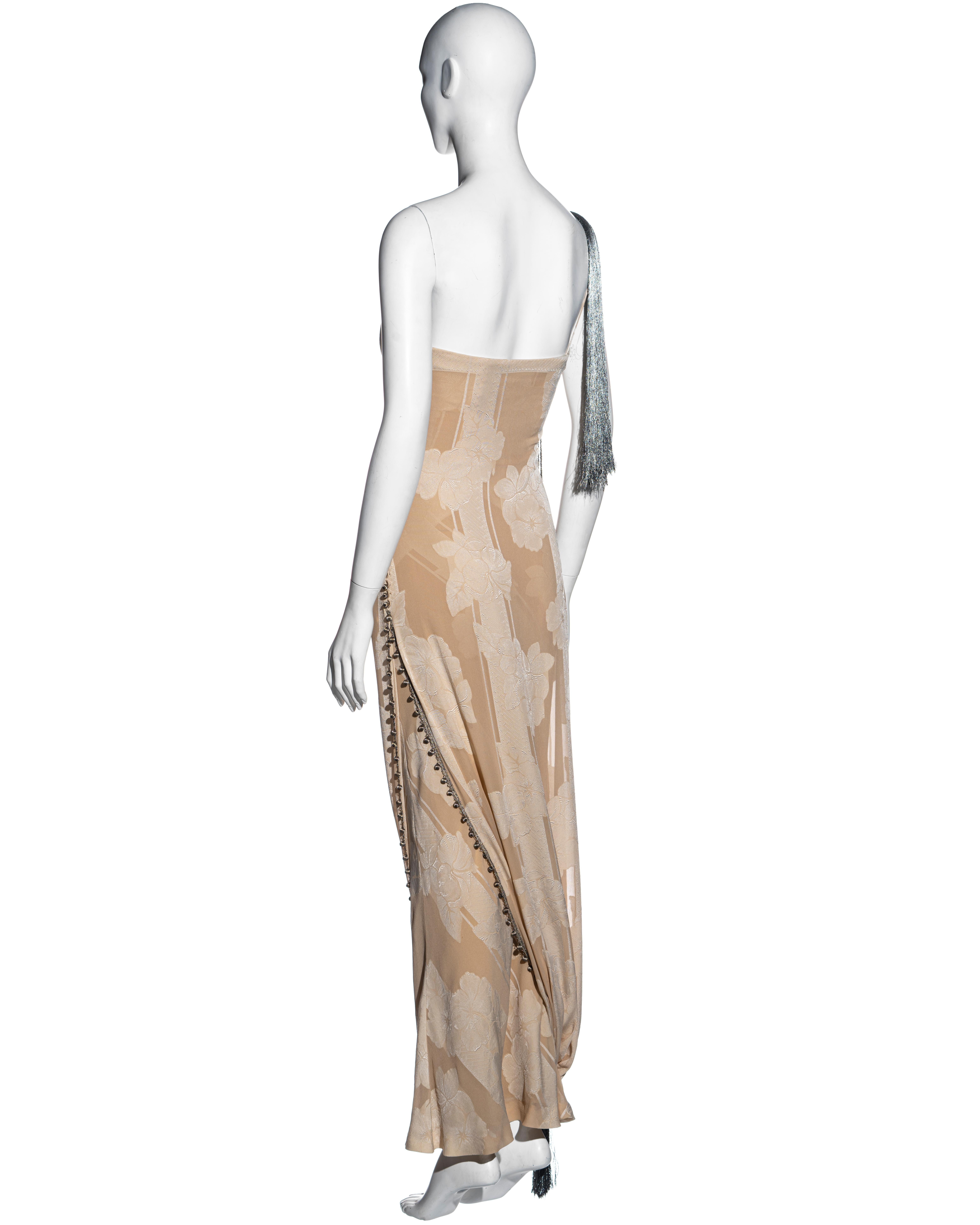 Christian Dior by John Galliano Vestido de noche de seda crema con un hombro, ss 1998 1