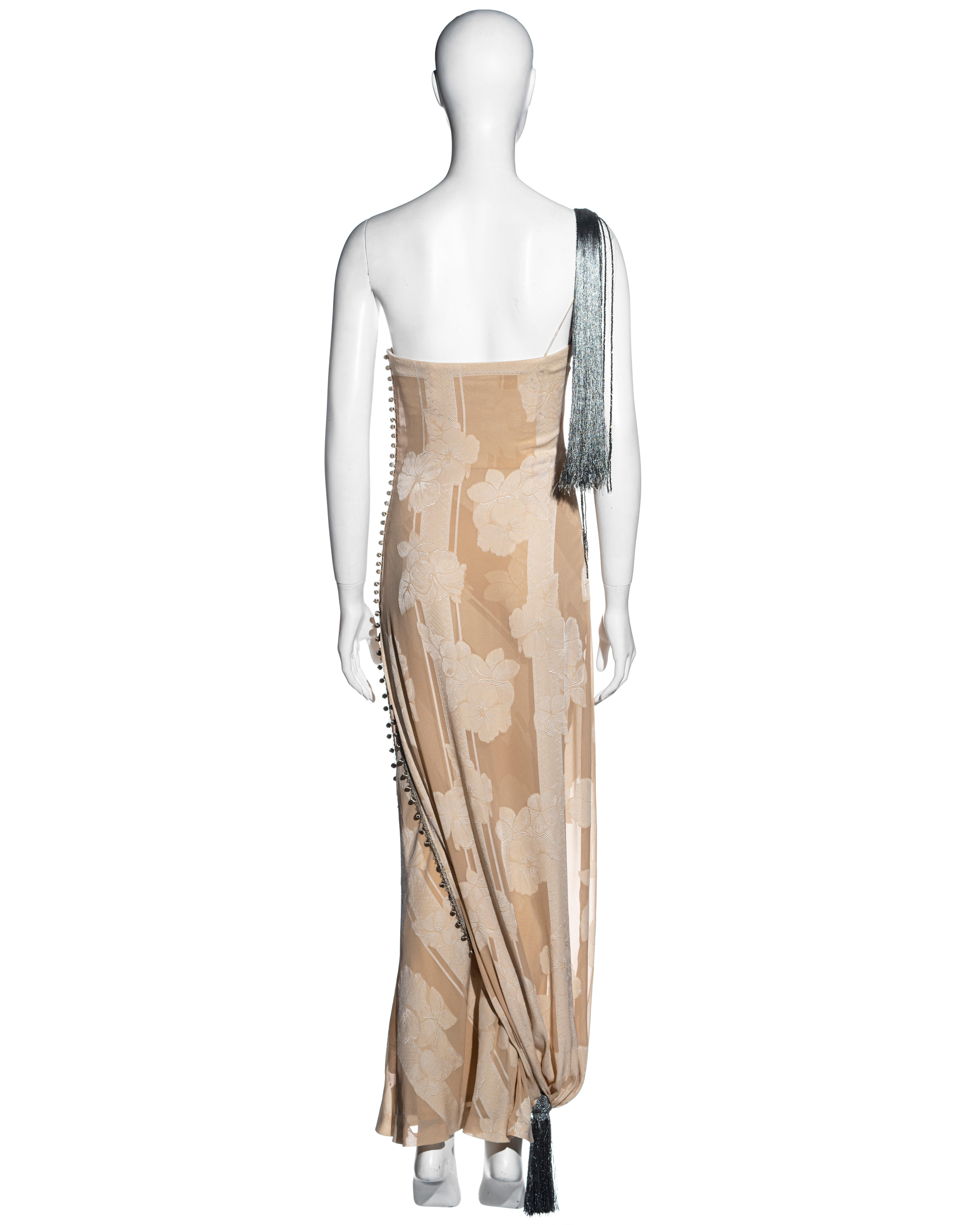 Christian Dior by John Galliano Vestido de noche de seda crema con un hombro, ss 1998 2