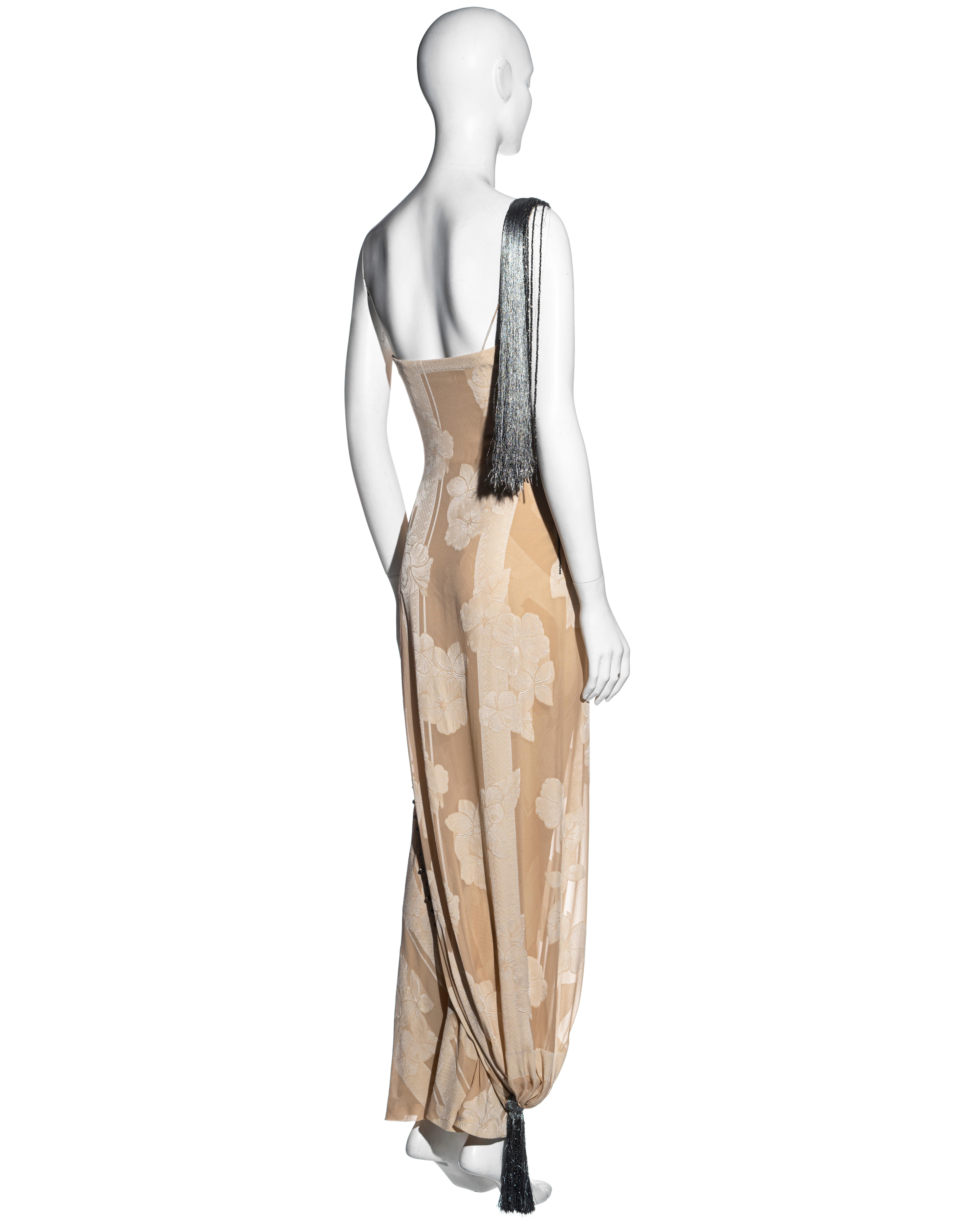 Christian Dior par John Galliano, robe de soirée asymétrique en soie crème, printemps-été 1998 en vente 3