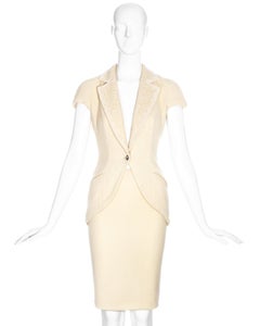 Christian Dior by John Galliano cream wool and lace skirt suit, ss 1998