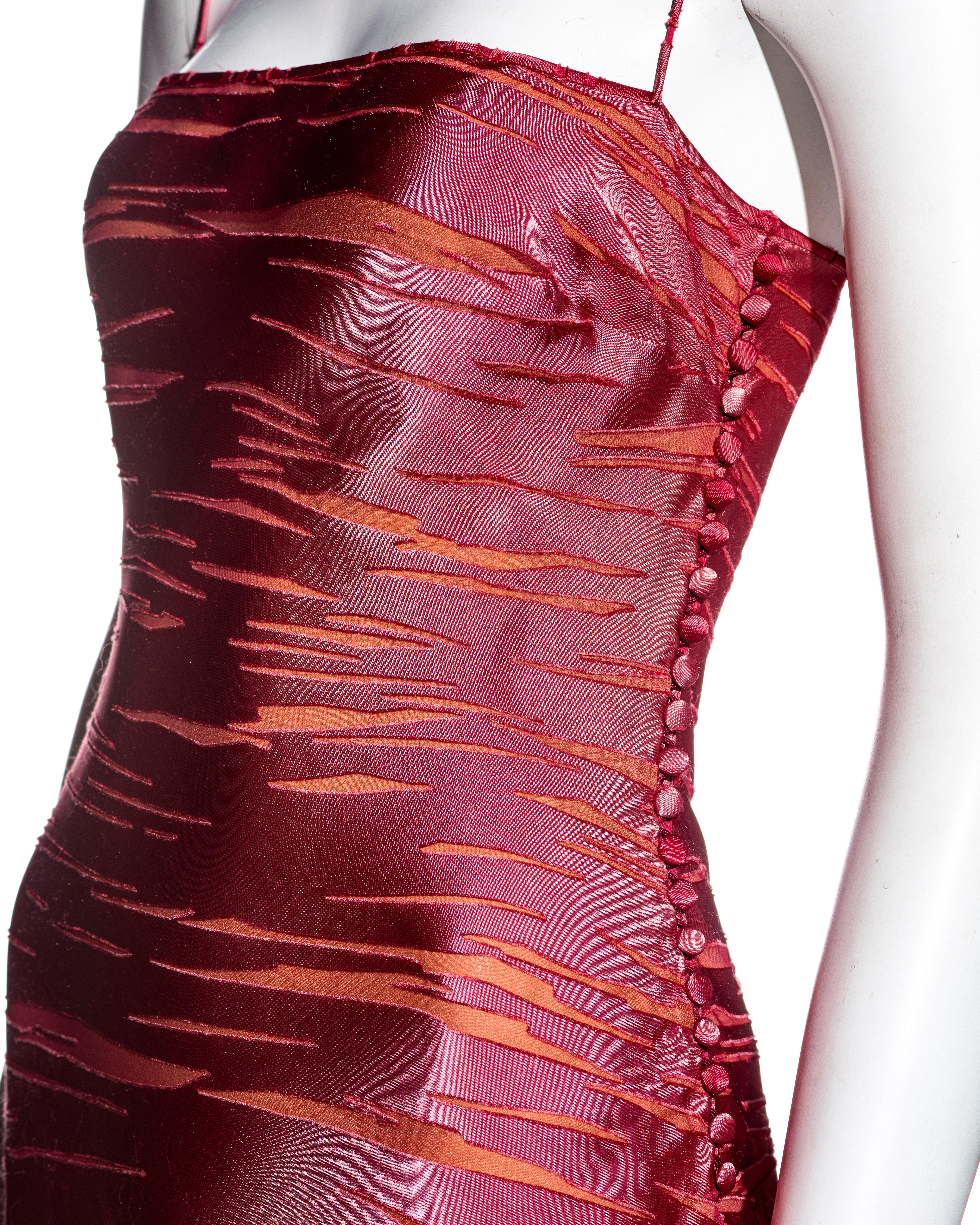 Christian Dior by John Galliano crimson torn silk bias cut dress, fw 2000 In Excellent Condition In London, GB