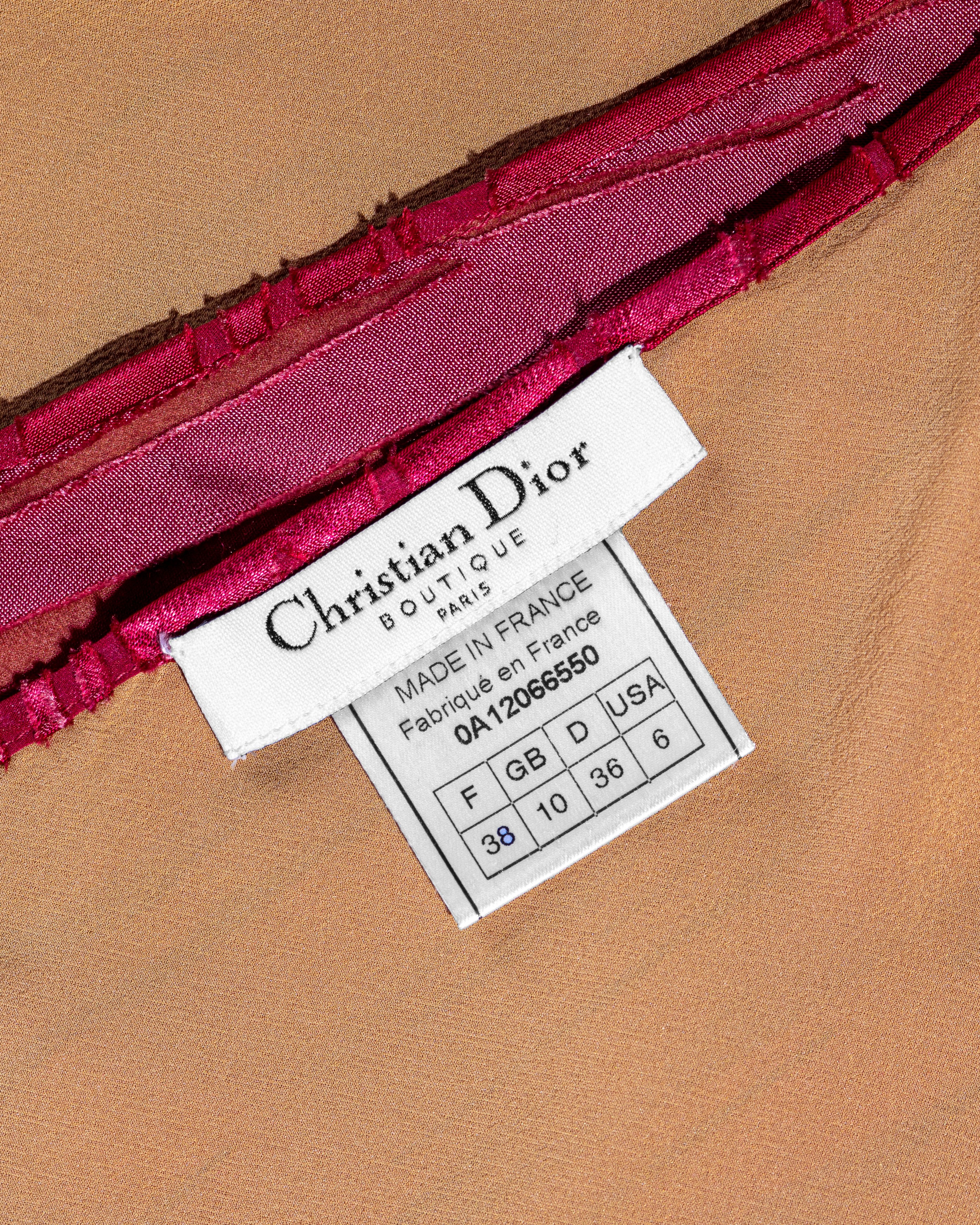 Christian Dior by John Galliano crimson torn silk bias cut dress, fw 2000 4