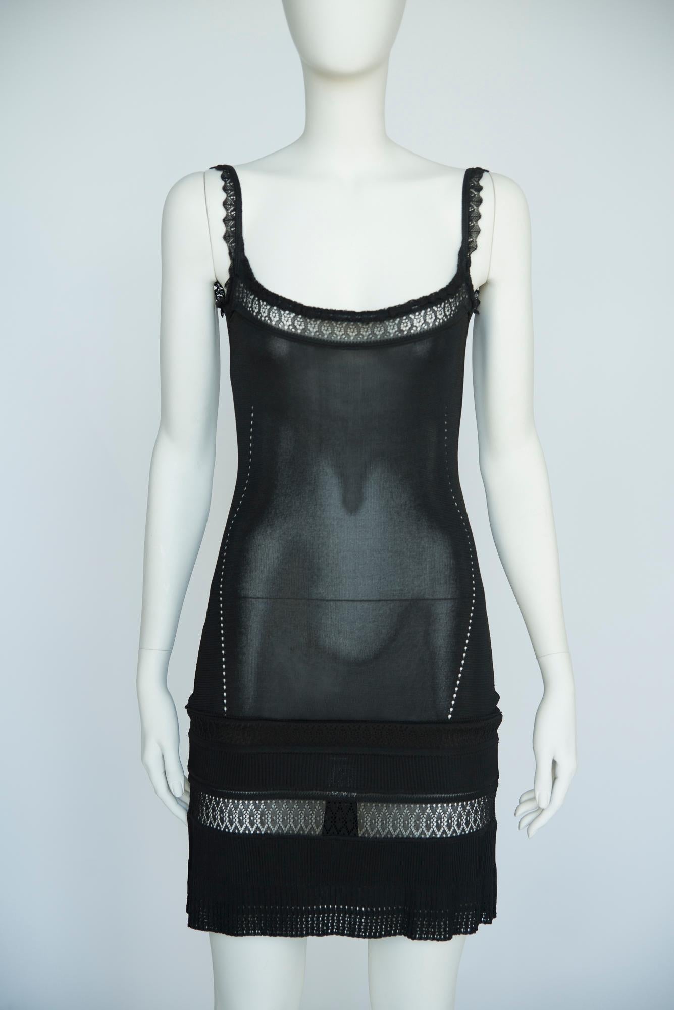 Christian Dior By John Galliano Crochet-Knit Slip Dress, Spring-Summer 1998 In Excellent Condition For Sale In Geneva, CH