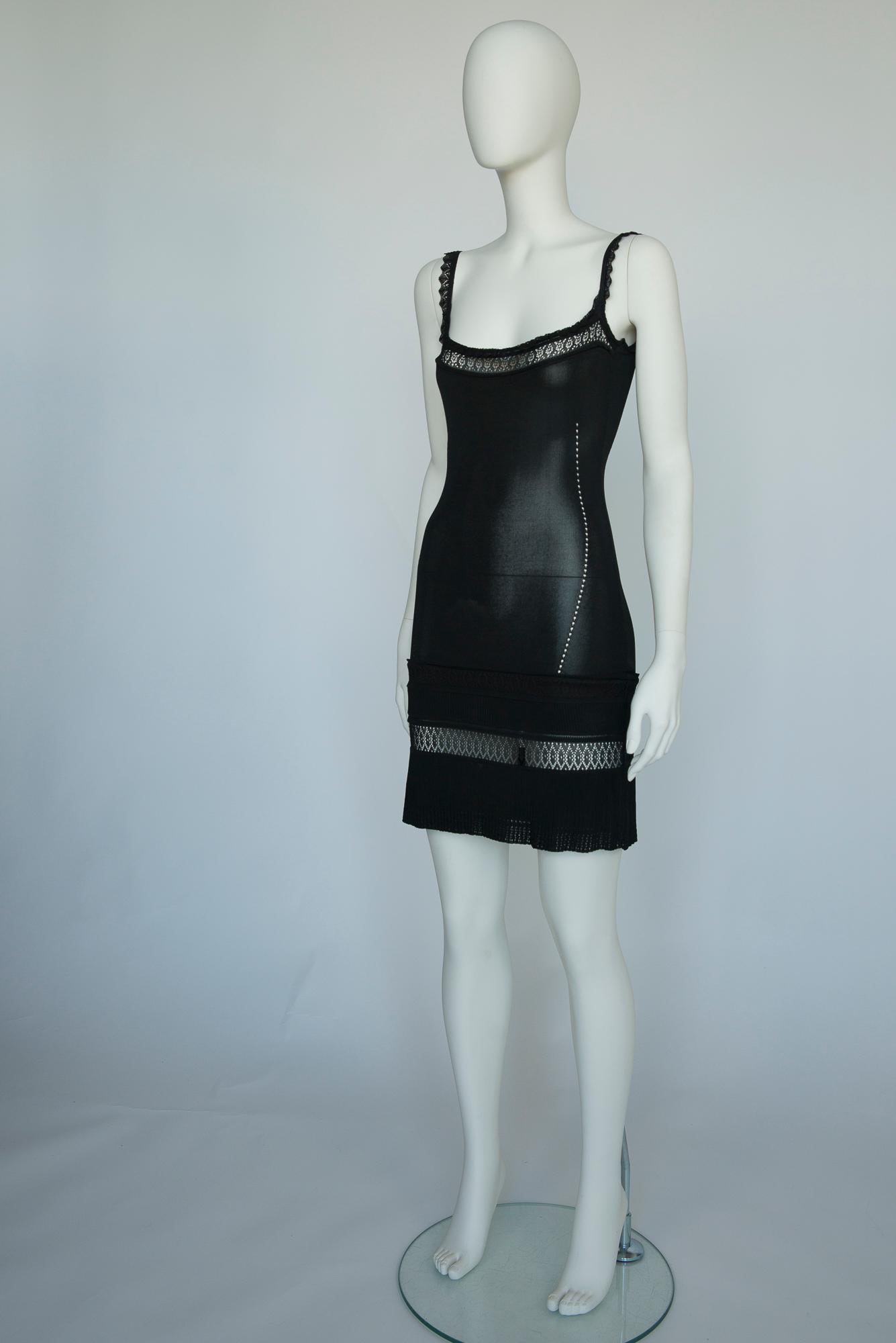 Christian Dior By John Galliano Slip-Kleid aus gehäkeltem Strick, Frühjahr-Sommer 1998 im Angebot 1