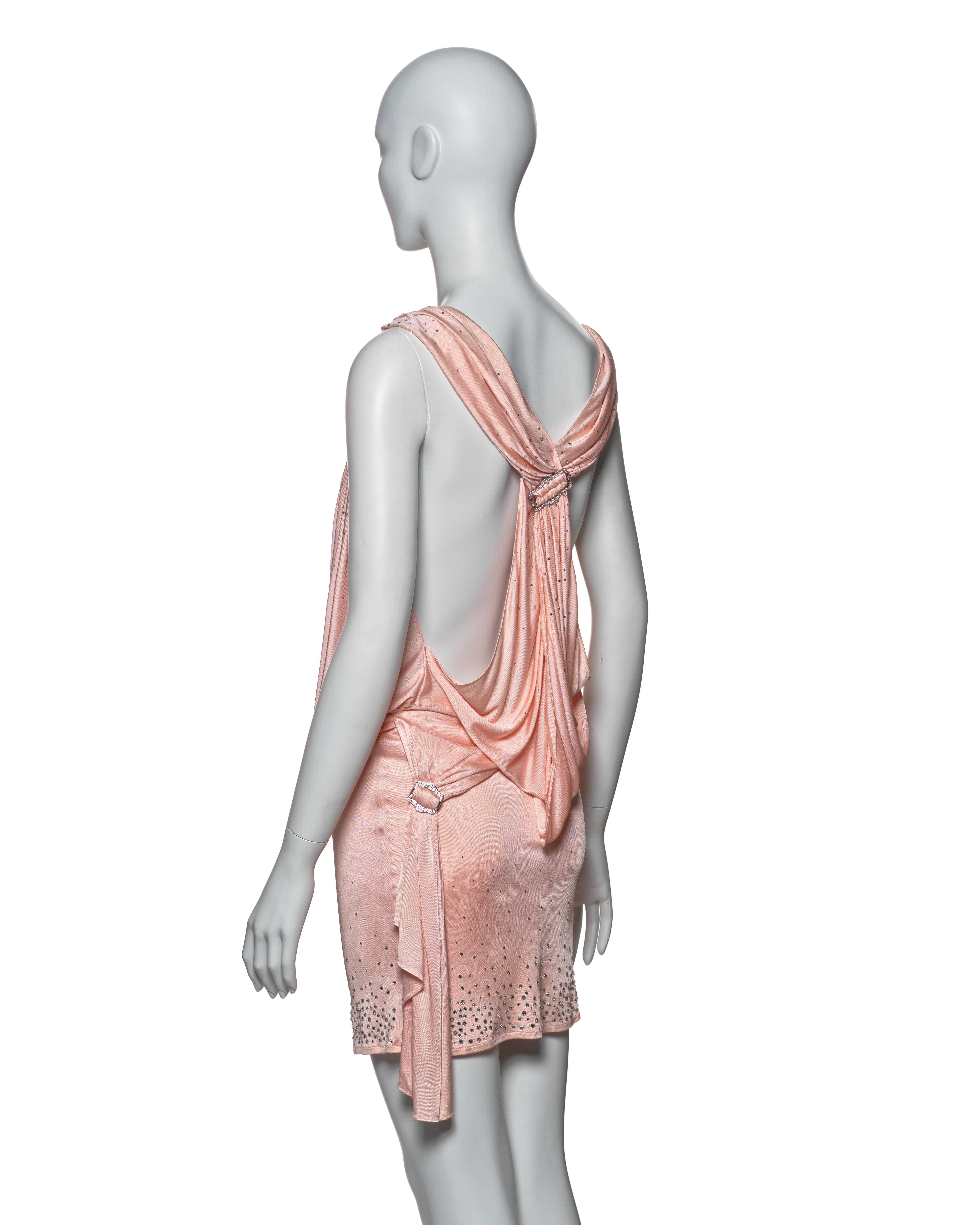Christian Dior by John Galliano Minivestido de punto de seda rosa cristal, FW 2003 en venta 8