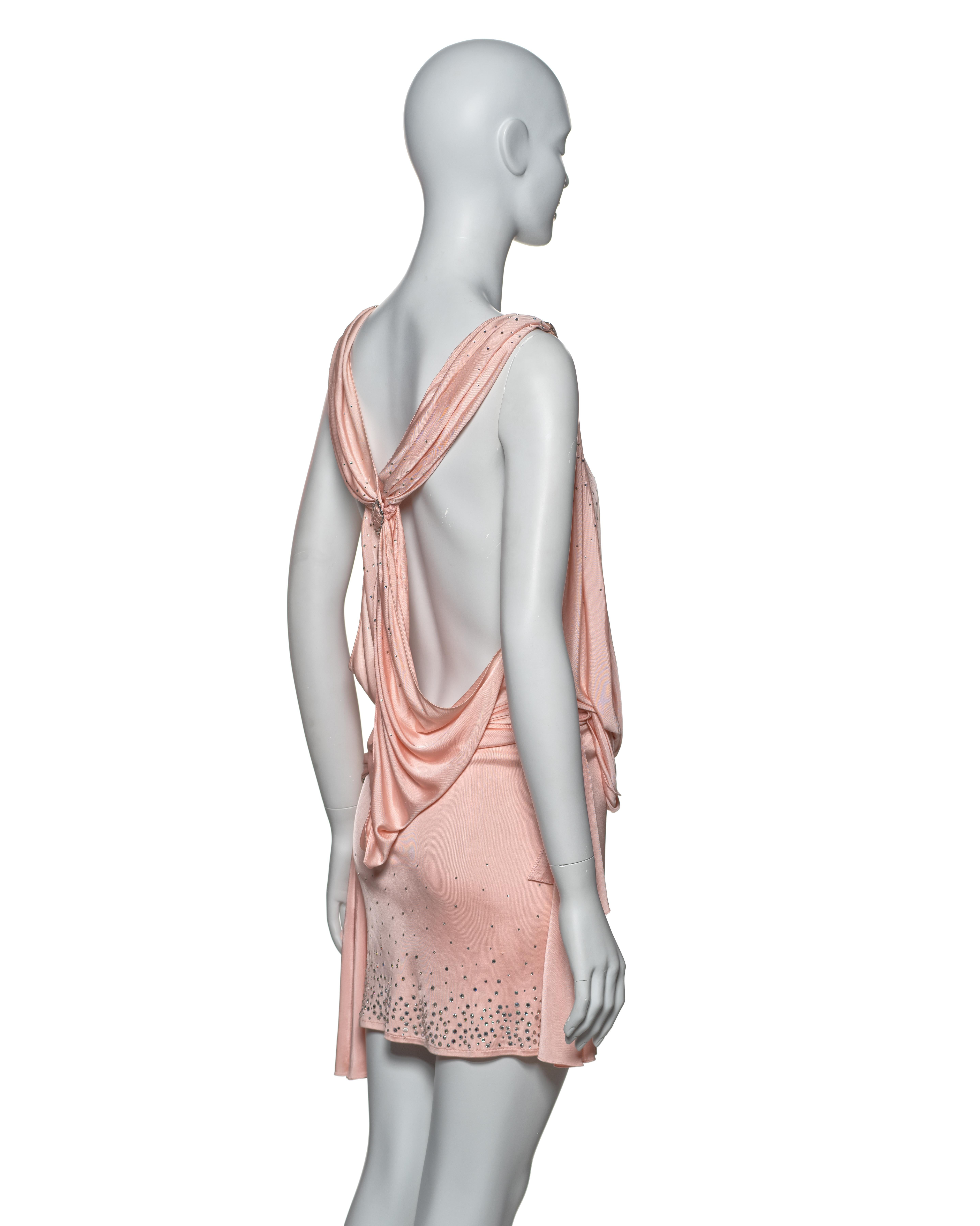 Christian Dior by John Galliano Minivestido de punto de seda rosa cristal, FW 2003 en venta 4