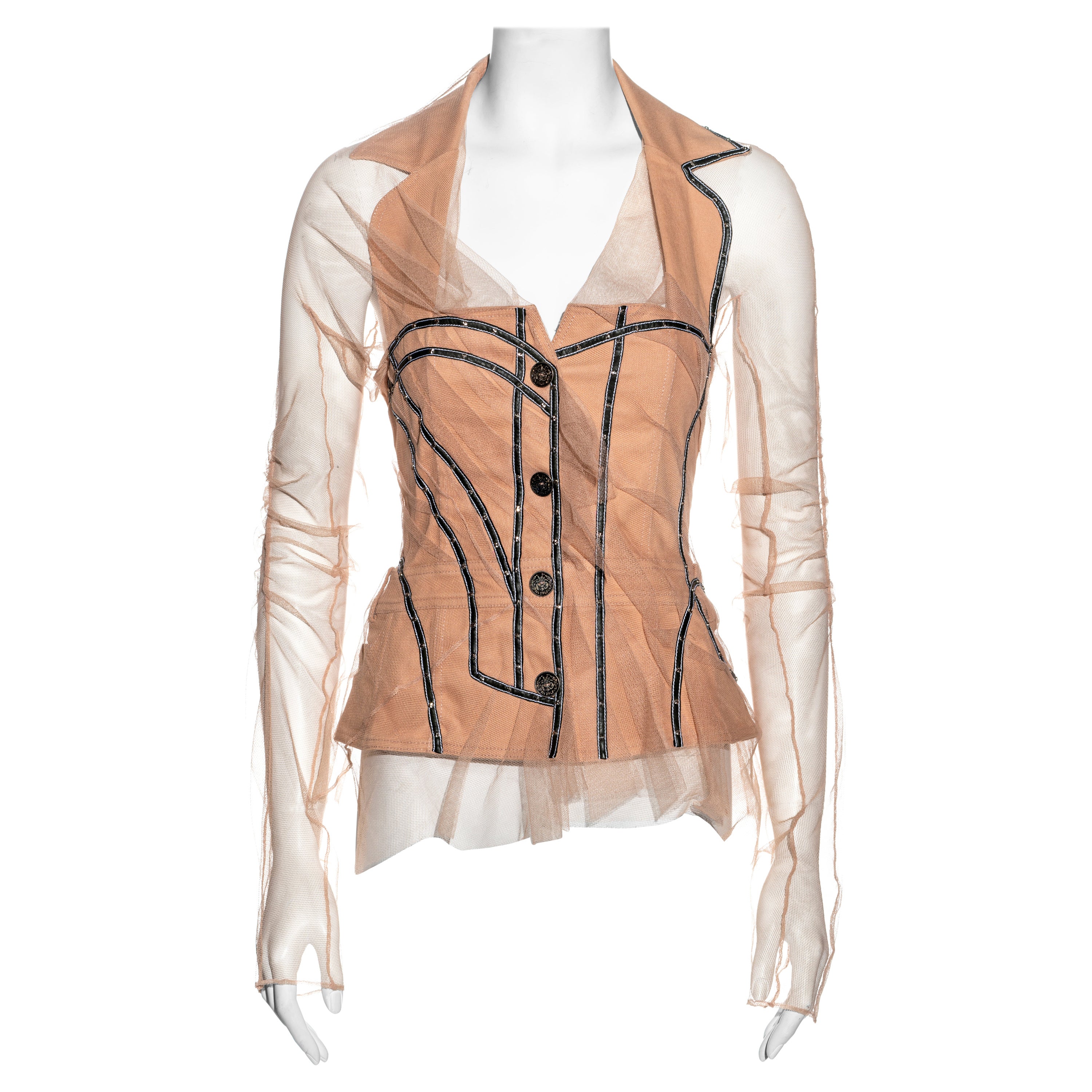 Christian Dior by John Galliano deconstructed jacket with mesh overlay, ss 2006