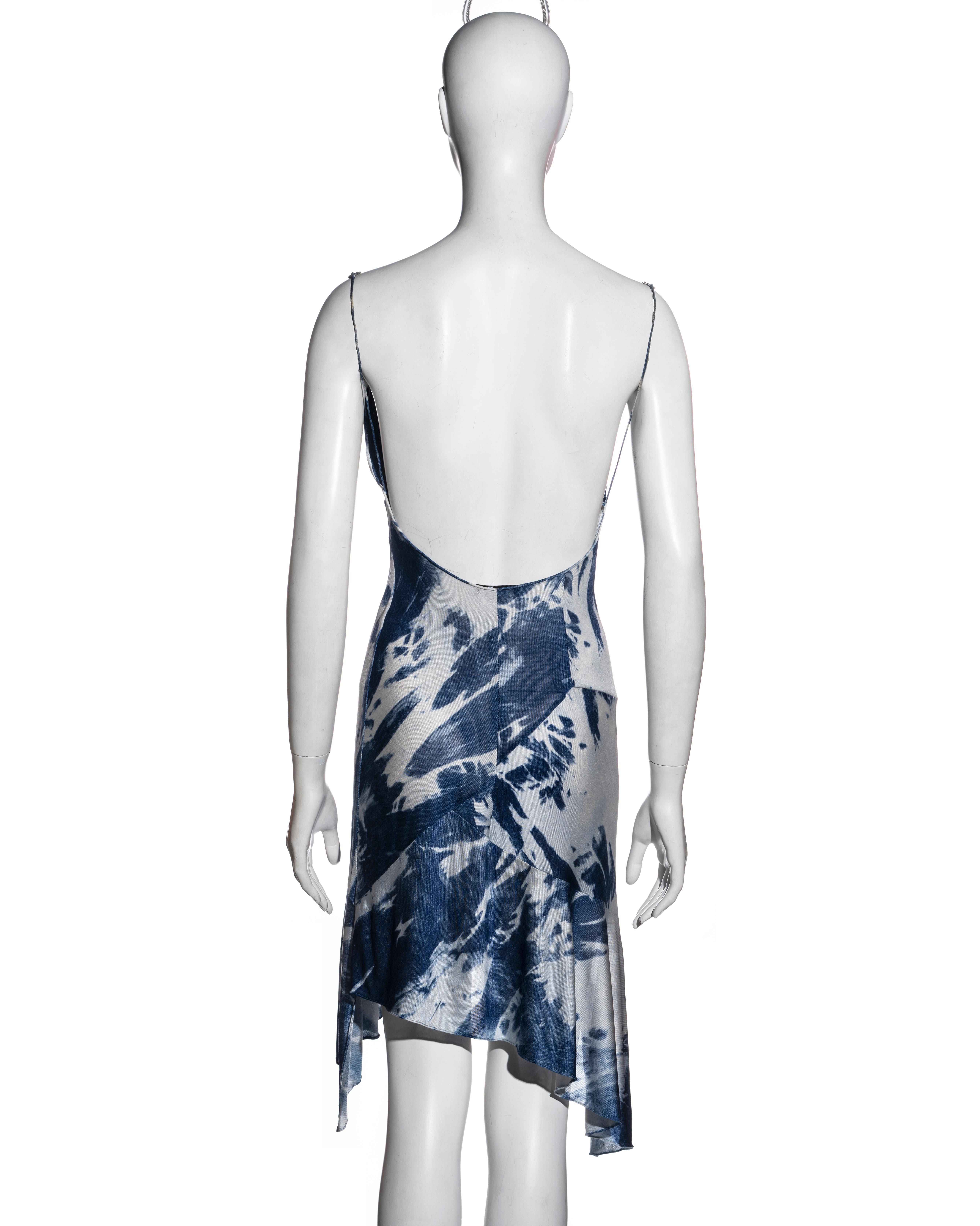 Christian Dior by John Galliano denim-print bias-cut silk dress, fw 2000 4