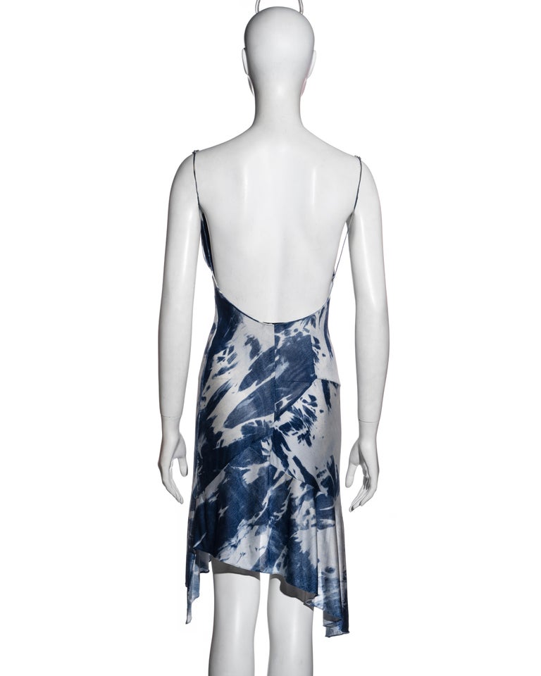 Christian Dior by John Galliano denim-print bias-cut silk dress, fw 2000 For Sale 7