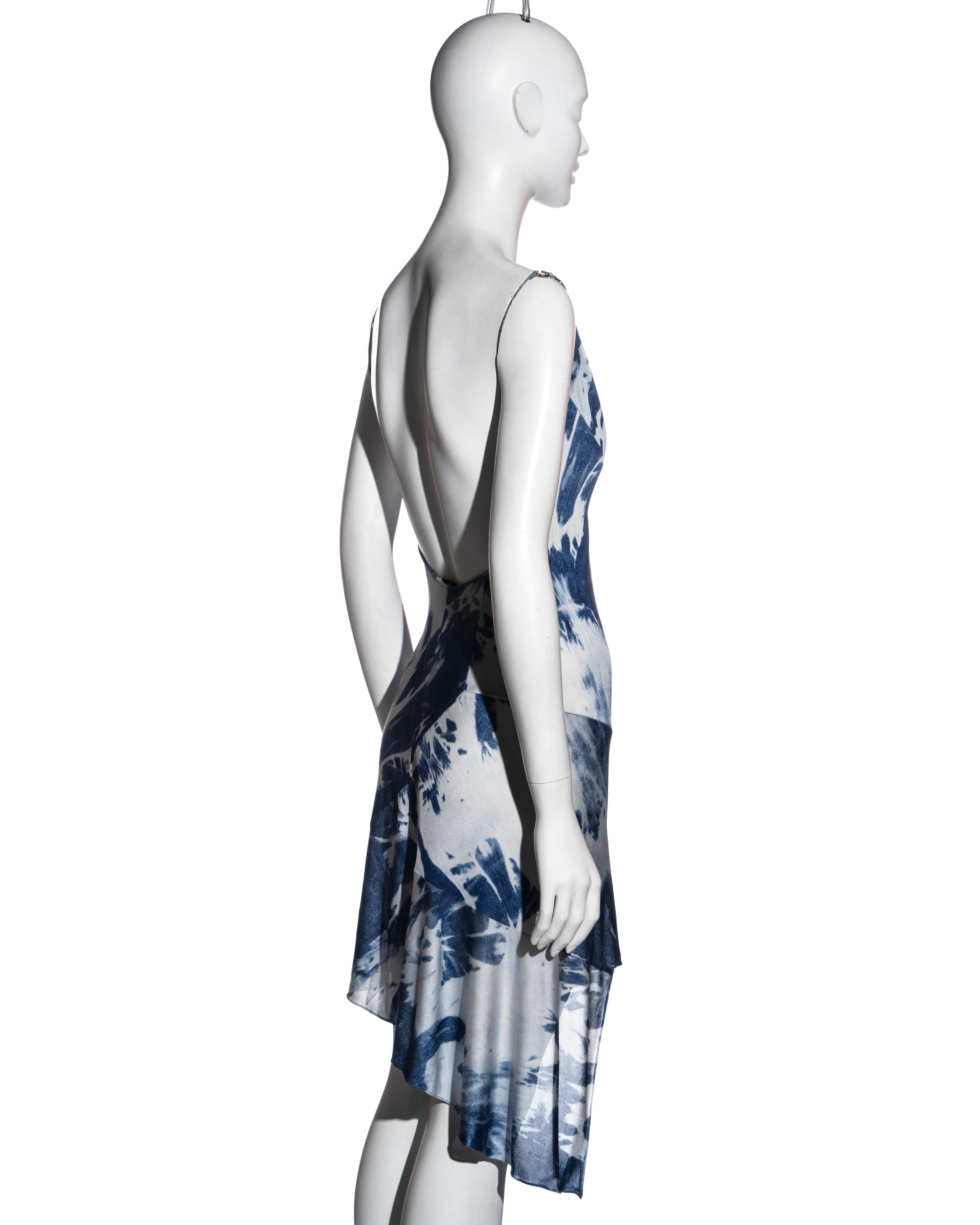 Christian Dior by John Galliano denim-print bias-cut silk dress, fw 2000 5