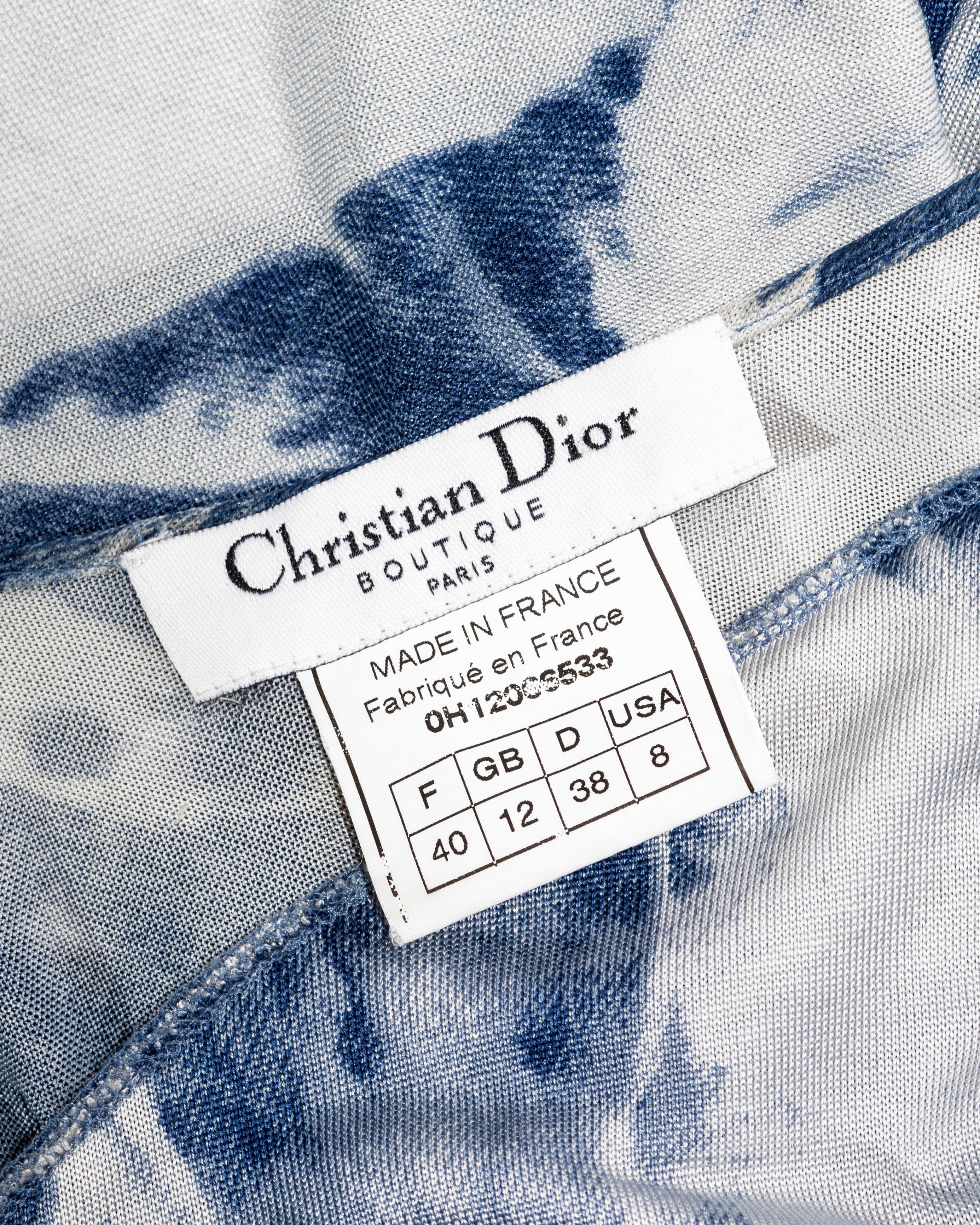 Christian Dior by John Galliano denim-print bias-cut silk dress, fw 2000 7