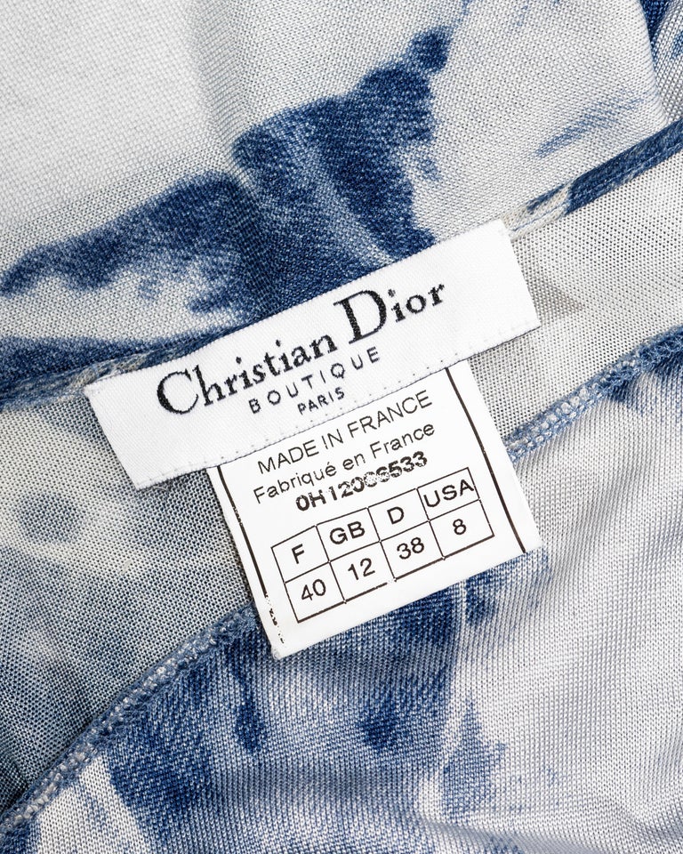 Christian Dior by John Galliano denim-print bias-cut silk dress, fw 2000 For Sale 10