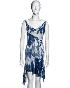 Christian Dior by John Galliano denim-print bias-cut silk dress, fw 2000