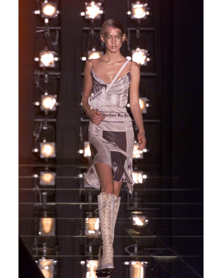 Christian Dior by John Galliano denim-print bias-cut silk dress, fw 2000 For Sale 1