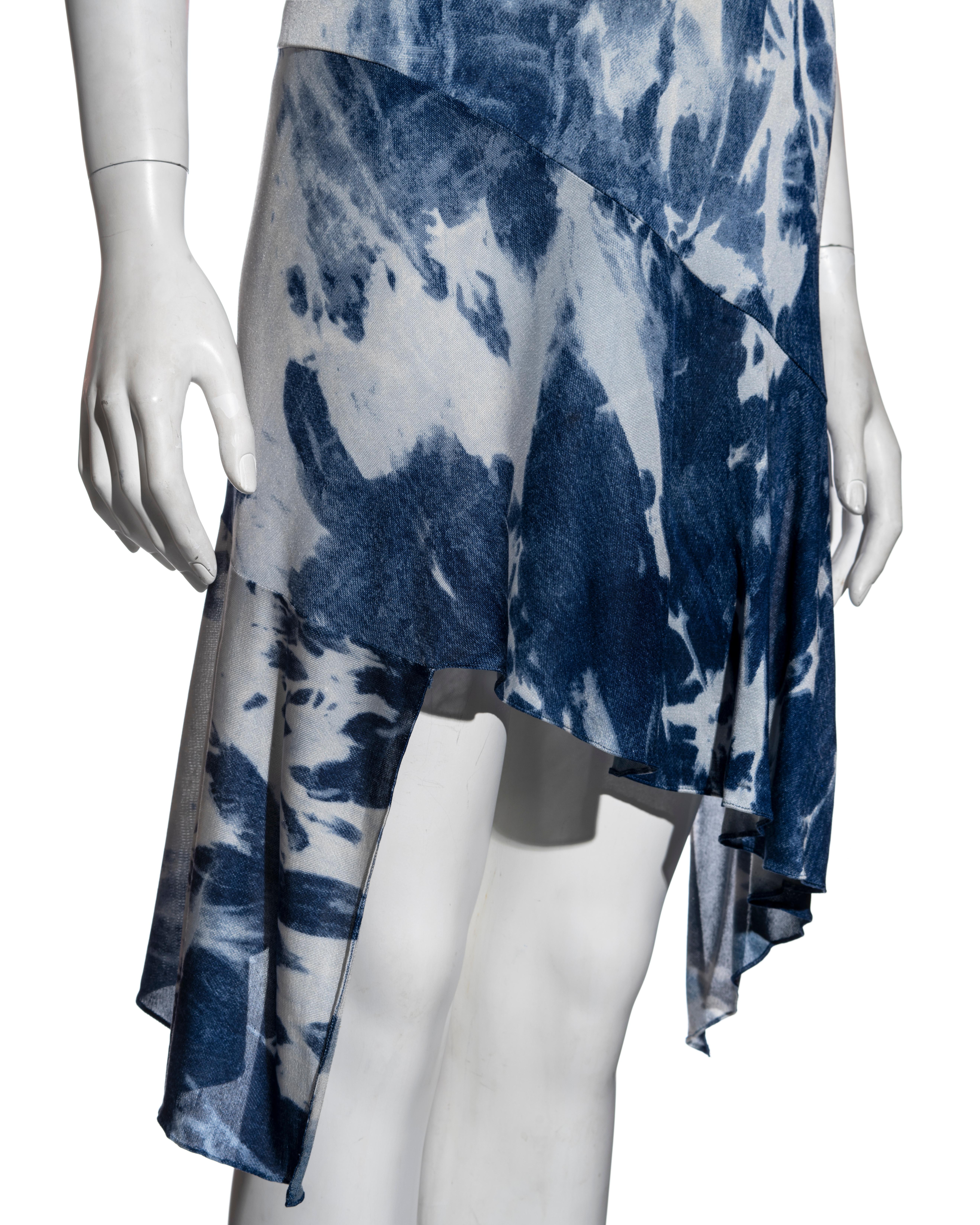 Women's Christian Dior by John Galliano denim-print bias-cut silk dress, fw 2000