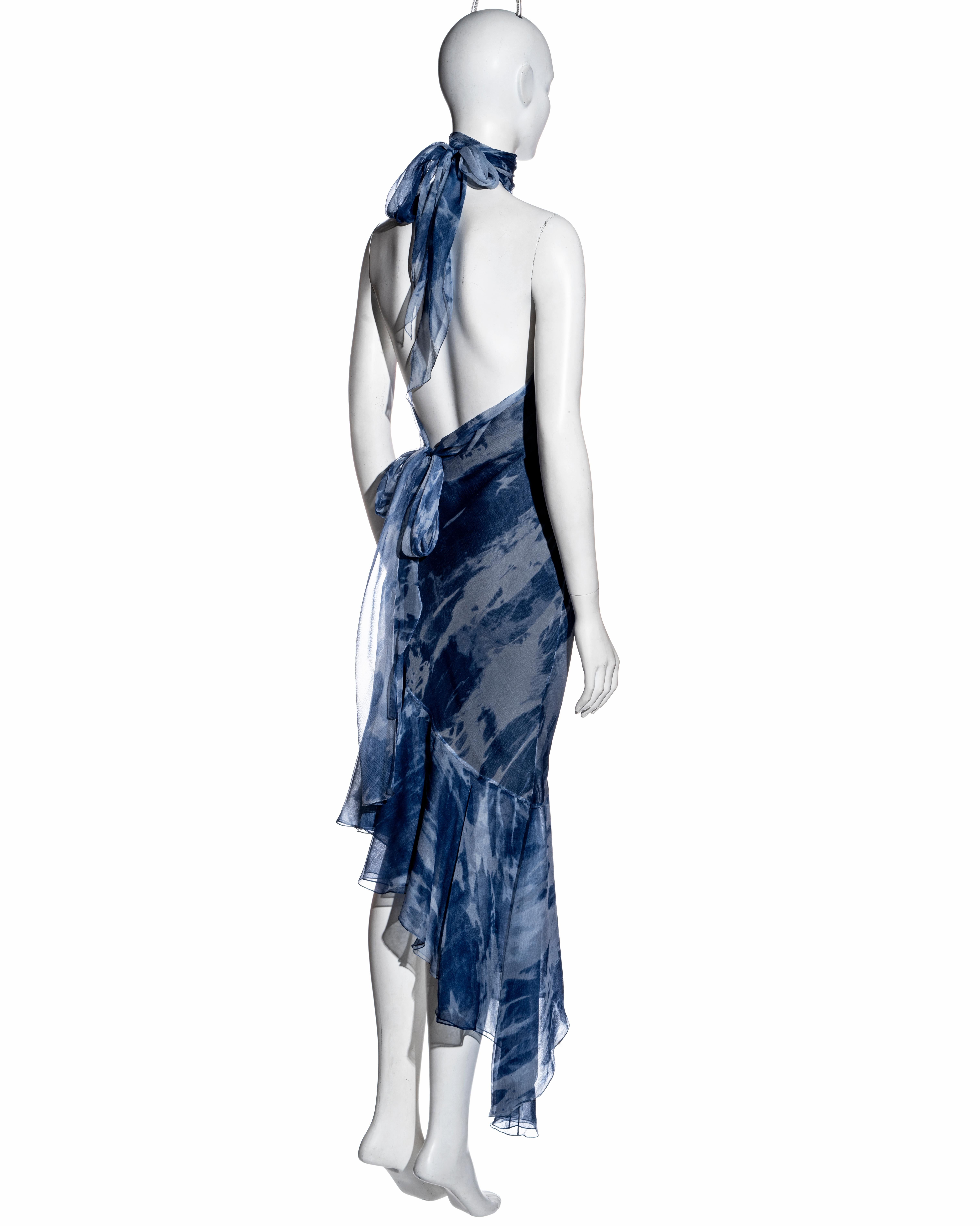 Christian Dior by John Galliano denim-printed silk bias-cut dress, fw 2000 In Excellent Condition In London, GB