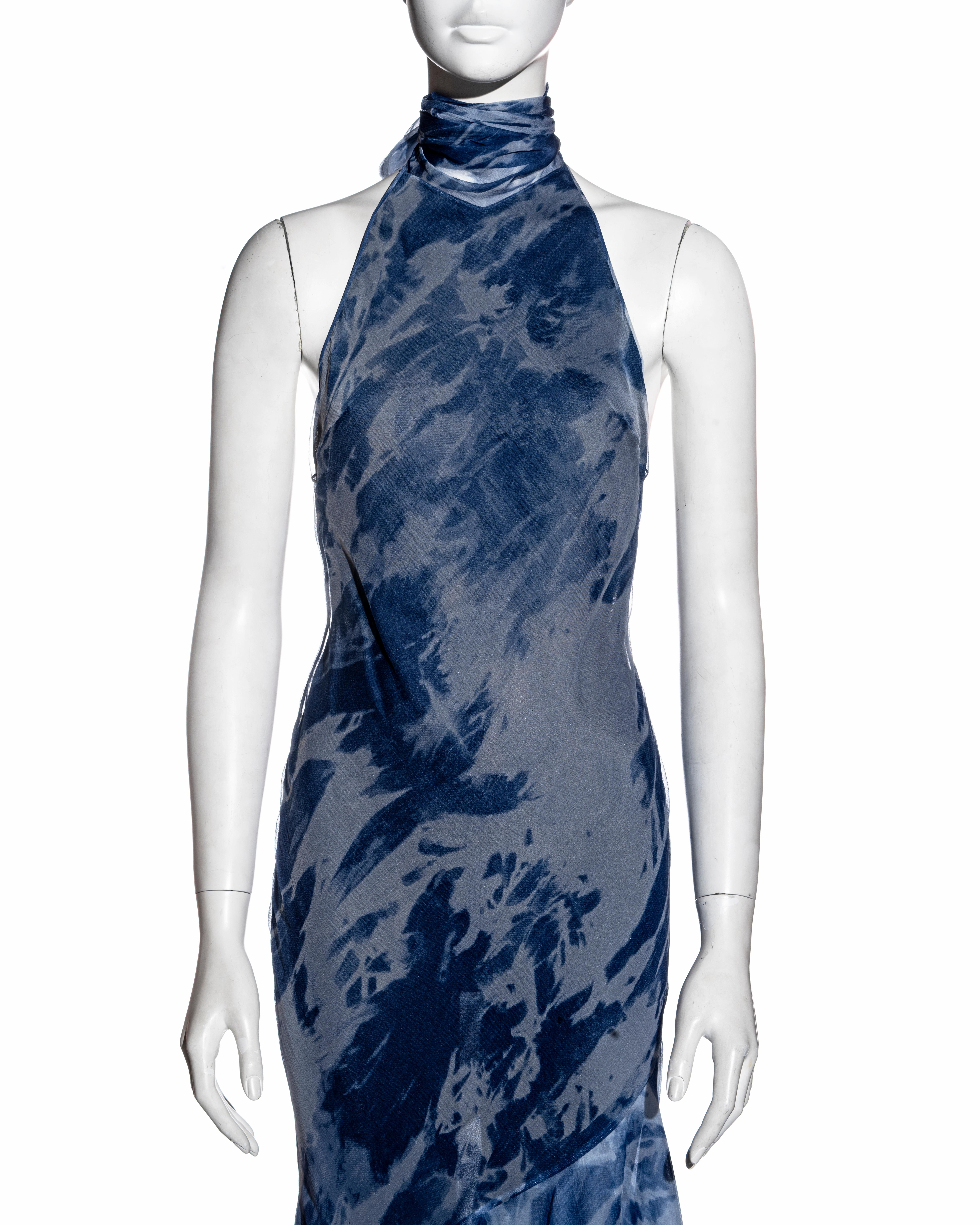 Women's Christian Dior by John Galliano denim-printed silk bias-cut dress, fw 2000