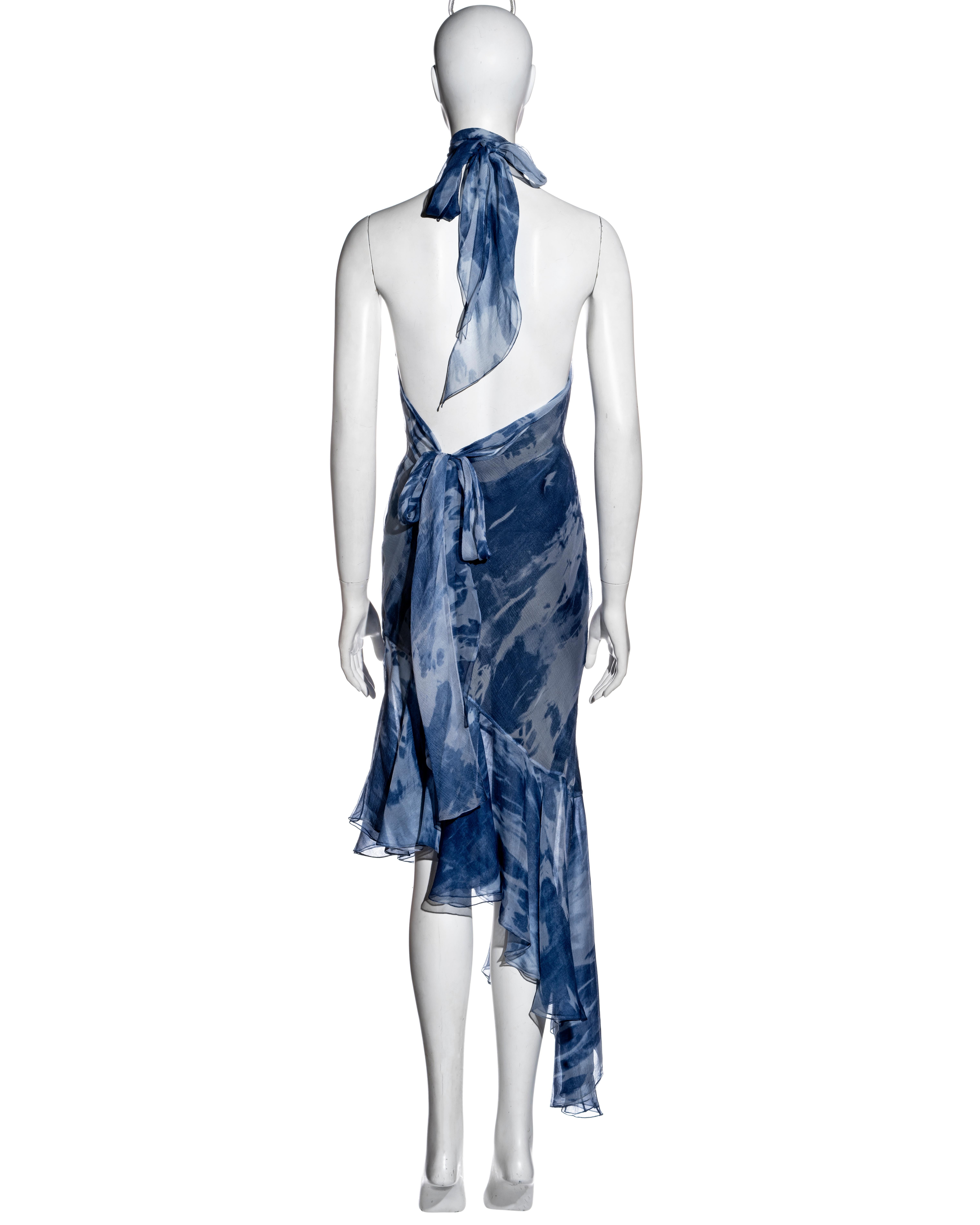 Christian Dior by John Galliano denim-printed silk bias-cut dress, fw 2000 1