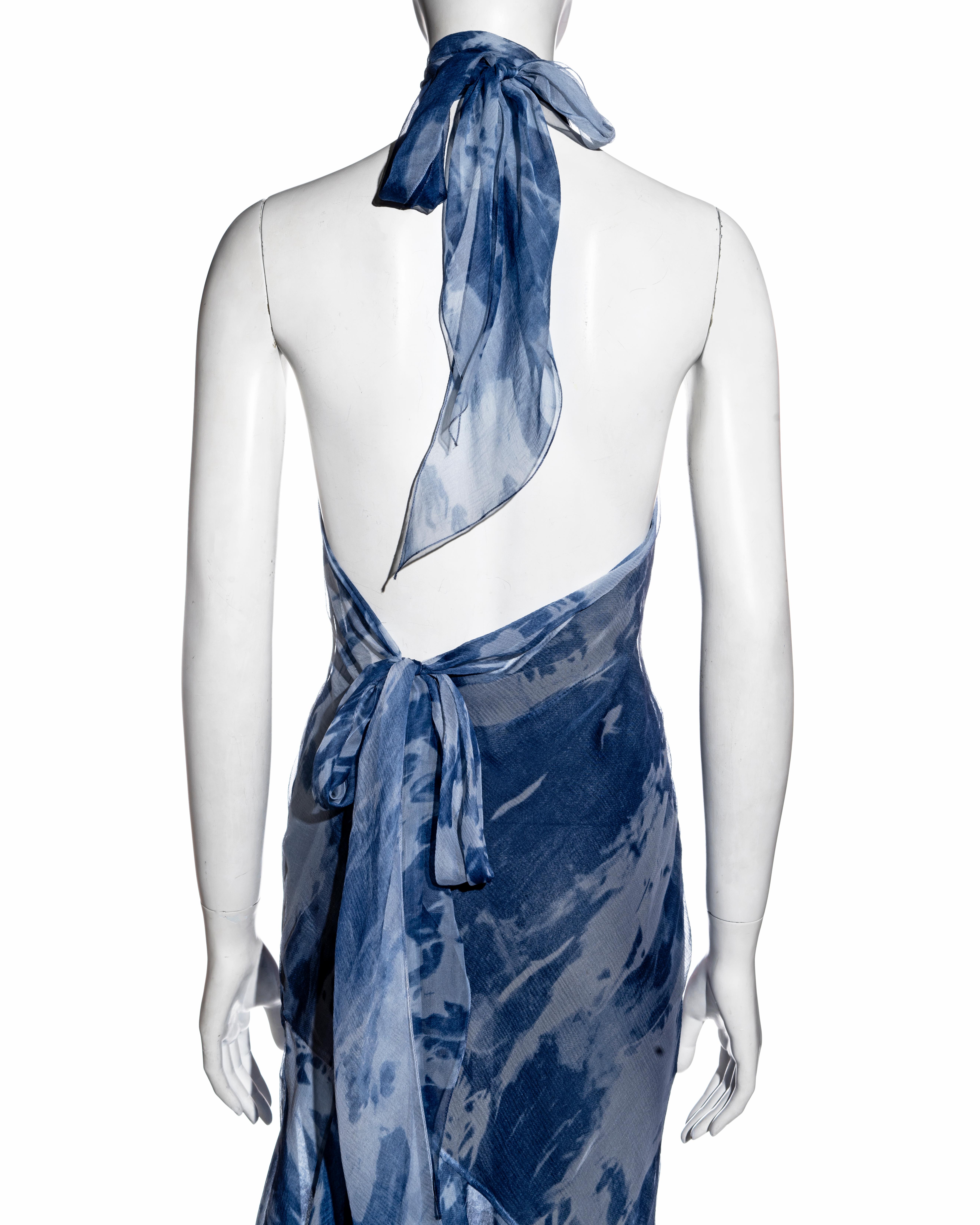 Christian Dior by John Galliano denim-printed silk bias-cut dress, fw 2000 2