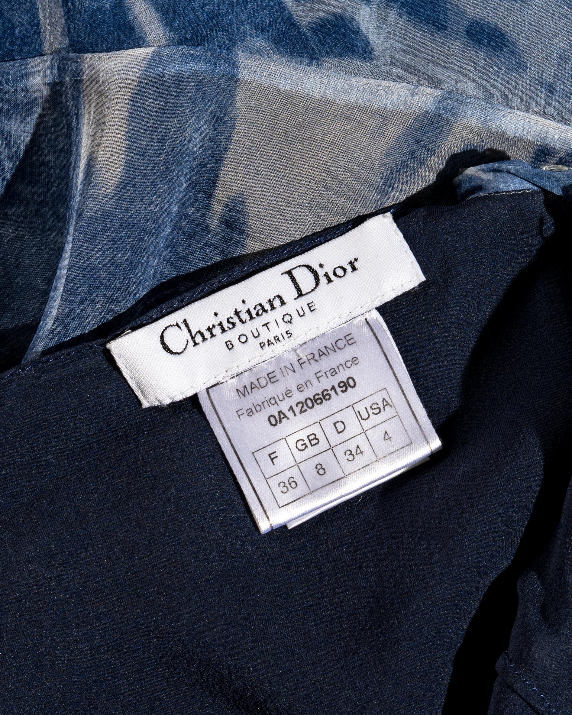 Christian Dior by John Galliano denim-printed silk bias-cut dress, fw 2000 3