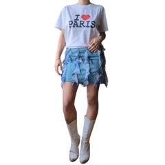 Christian Dior by John Galliano Denim & Silk Ruffle Mini Skirt - Fall 2002