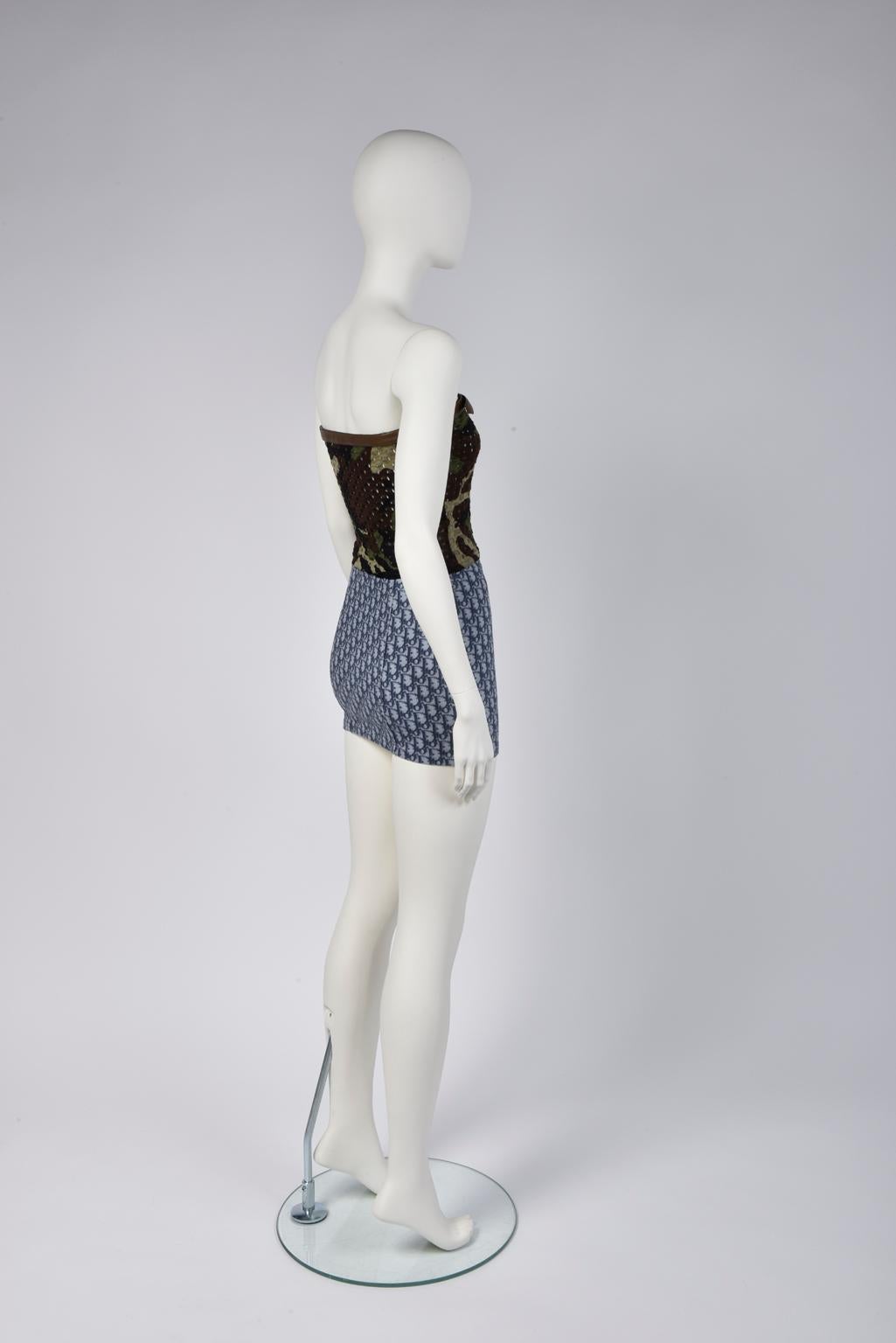 Gray Christian Dior By John Galliano Dior Oblique Jeans Mini Skirt